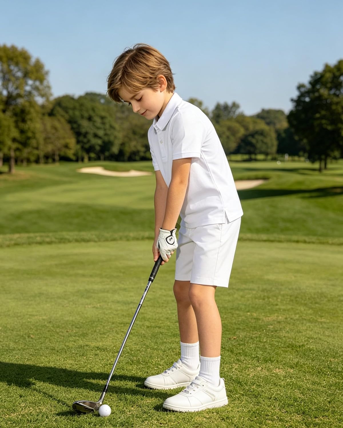 KUAIPAO Boys' Performance Short Sleeve Polo Shirt,Kids Dry Fit Golf Shirt School Uniform 5-14 Y