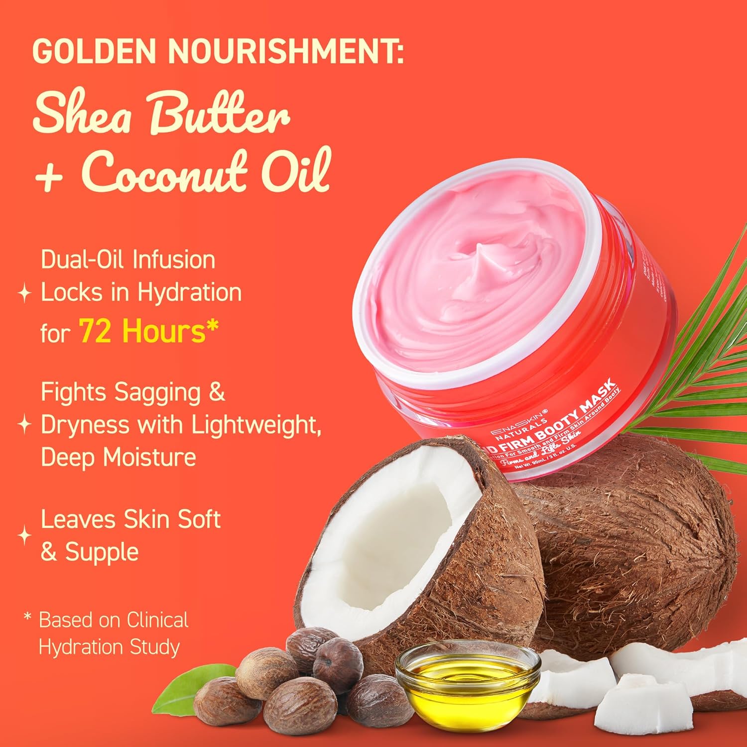 Enaskin Naturals Anti Cellulite Body Firming Cream: Tightening & Lifting Booty Lotion with 3D Thermal Tech for Thighs, Belly, Bum & Women Sagging Skin, Shea Butter & Coconut Oil, 3.4 oz - Image 6