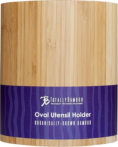 Miniatura 5 de Totally Bamboo Soporte para utensilios de cocina de bambú en forma ovalada, 6 "x 4" x 7 "