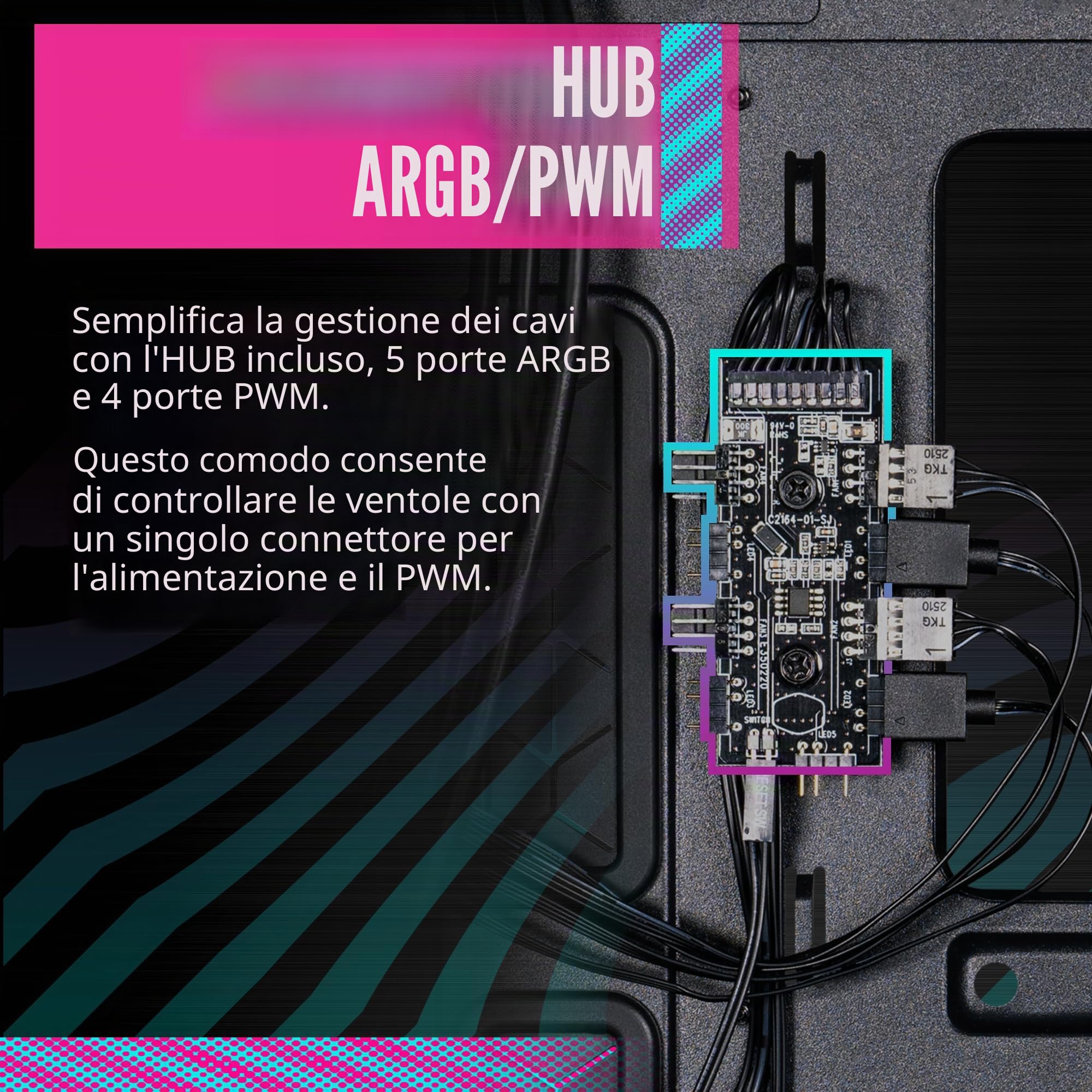 Cooler Master TD300 Case PC Mesh - Mini-Tower,Elevato Flusso d'Aria, 2 x 120mm Ventole ARGB,Supporto MB Micro-ATX e Mini-ITX,Pannello Laterale in Vetro Temperato,Coperchio Rimovibile,Hub ARGB/PWM