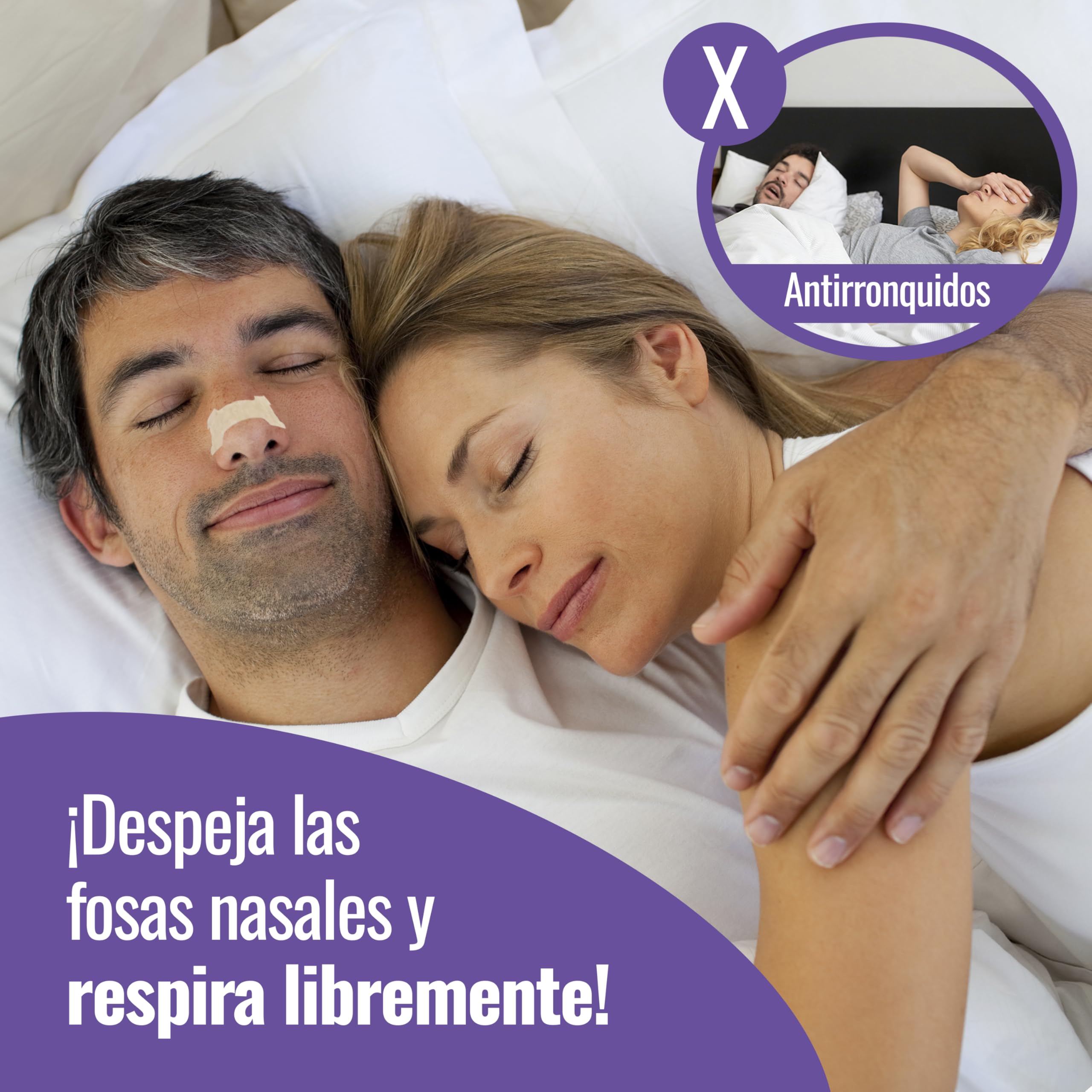 Tiras Nasales Antironquidos, 60 Tiritas Nasales Para Respirar Mejor Por La Nariz Y Evitar Los Ronquidos, Tiras Para Dormir Deporte y Congestión Nasal, Antirronquidos, Nasal Strips, Nose Strips