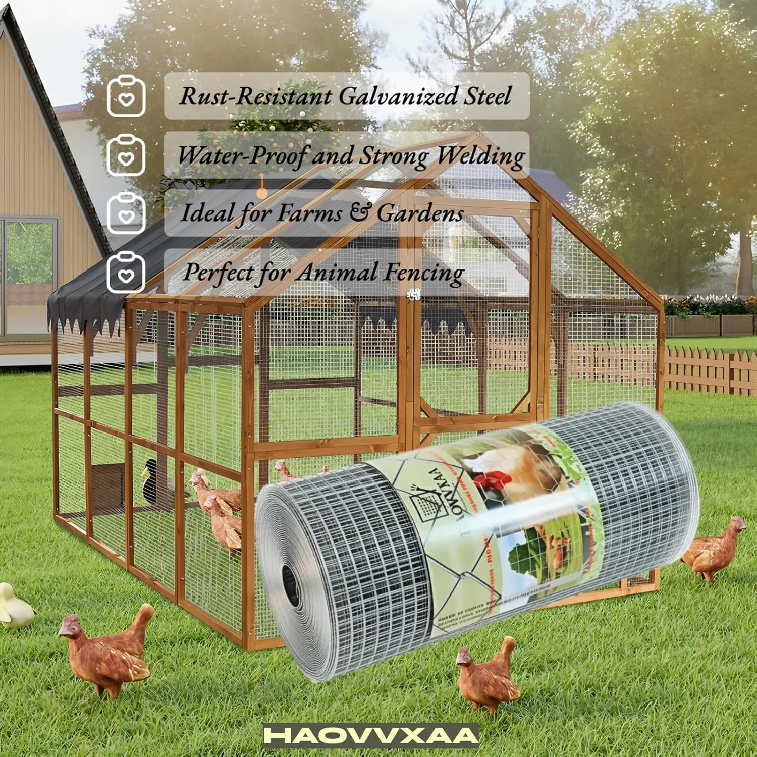 Hardware Cloth 1/2 inch 20 Gauge Hot Dipped Galvanized Welded Wire Mesh Roll, Heavy Duty Zinc-Coated Steel Fence for Garden, Chicken Coop, Animal Cage, Outdoor Run & DIY Projects (1/2"x36"x16')