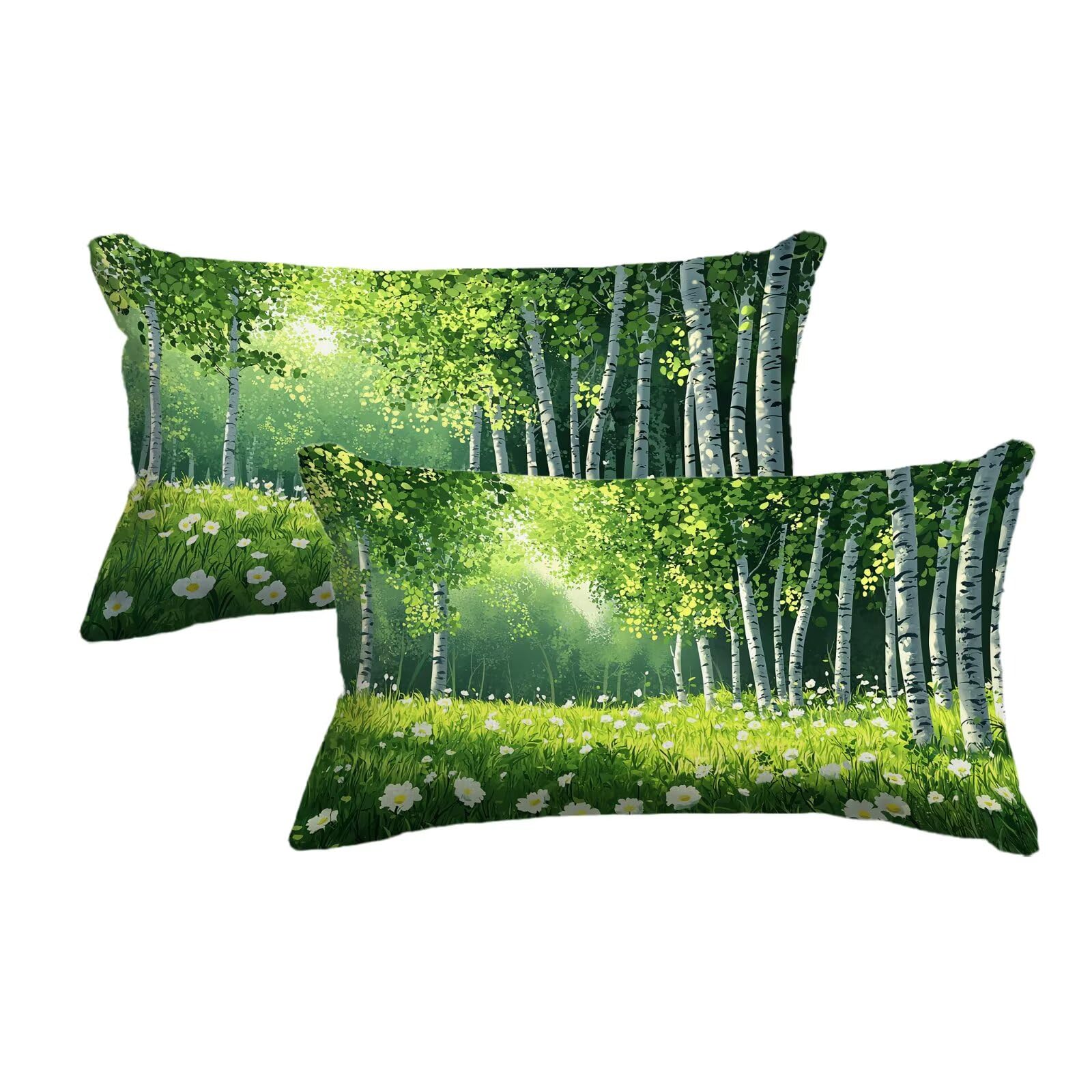 Taie oreiller 30x50 lot de 2 housse coussin vert pour soulager le dos au salon
