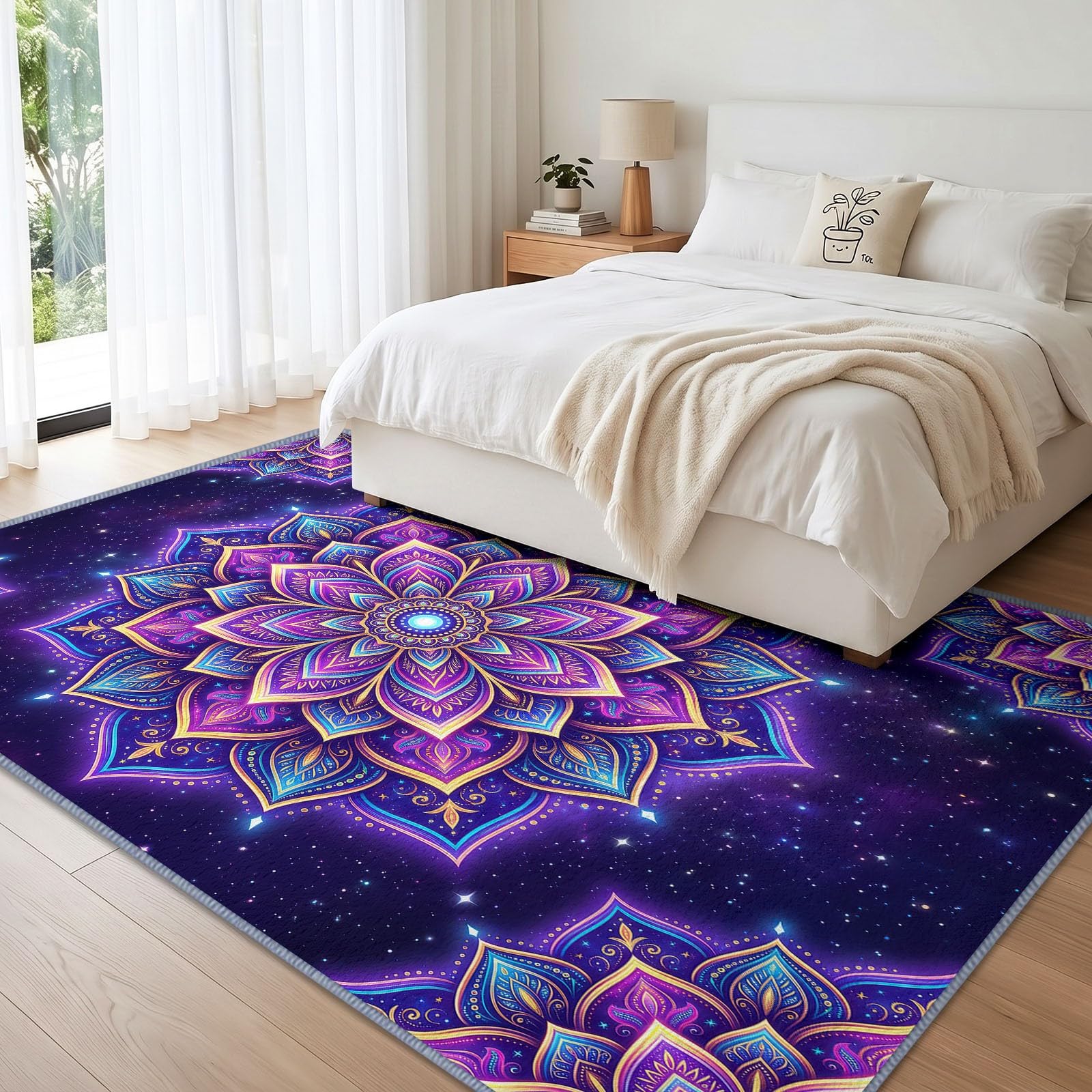 Générique Tapis Mandala Floral d’intérieur Durable, Facile à Nettoyer 120x170 cm, Bohème Exotique Somptueux Tapis pour Salon, Chambre, Cuisine ou entrée