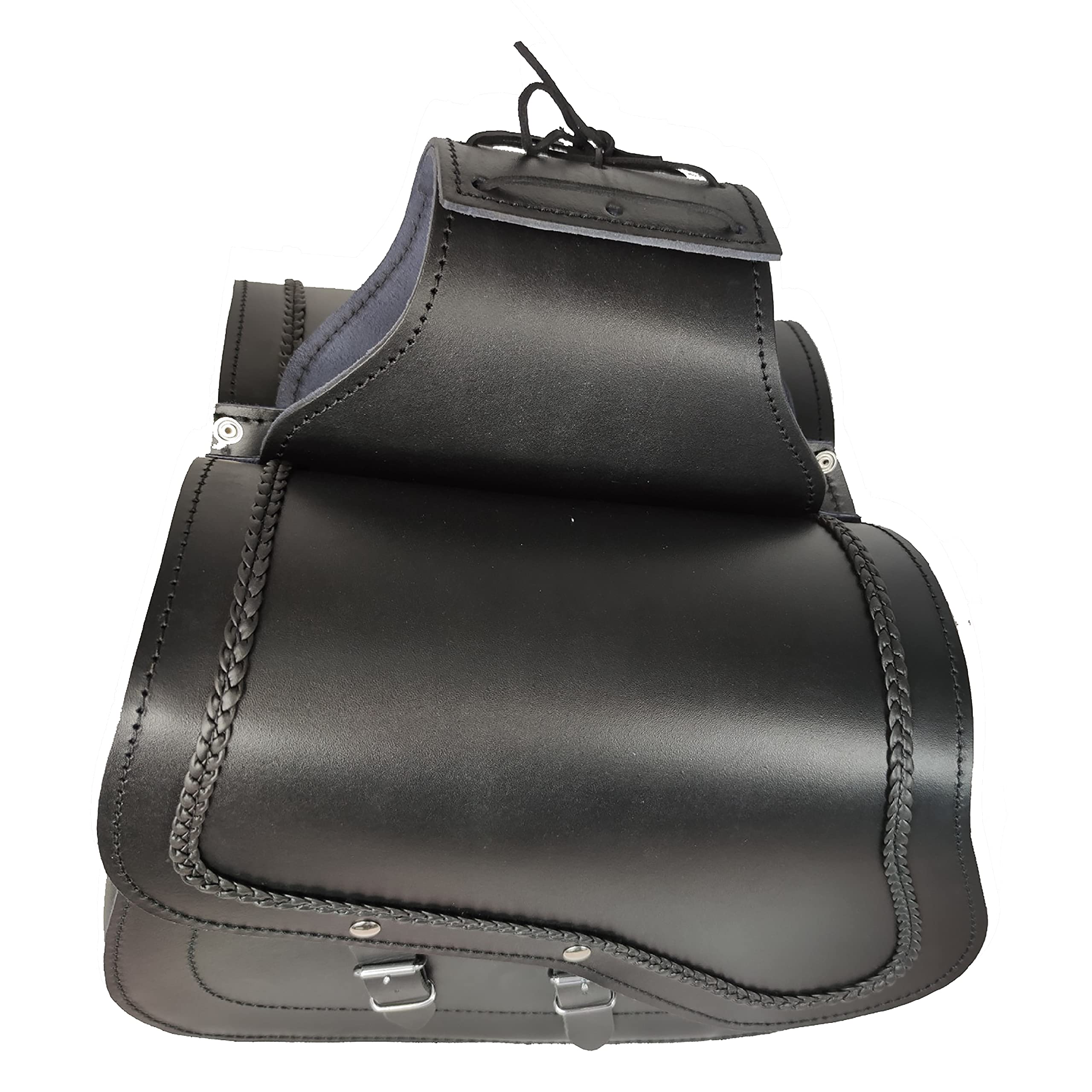 WinNet Borse Laterali Moto Borsa Posteriore In Pelle, Coppia 2 Borse Moto Custom Rigide In Cuoio Nero A Bisaccia Per Motocicletta - accessori moto