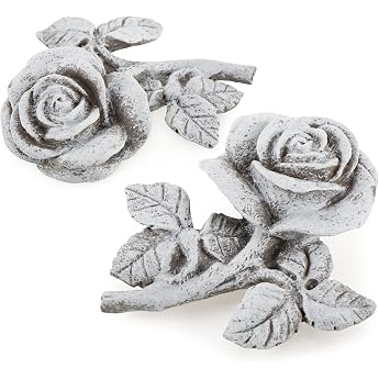 com-four  2 x grave decoration rose memorial stone of hope and purity