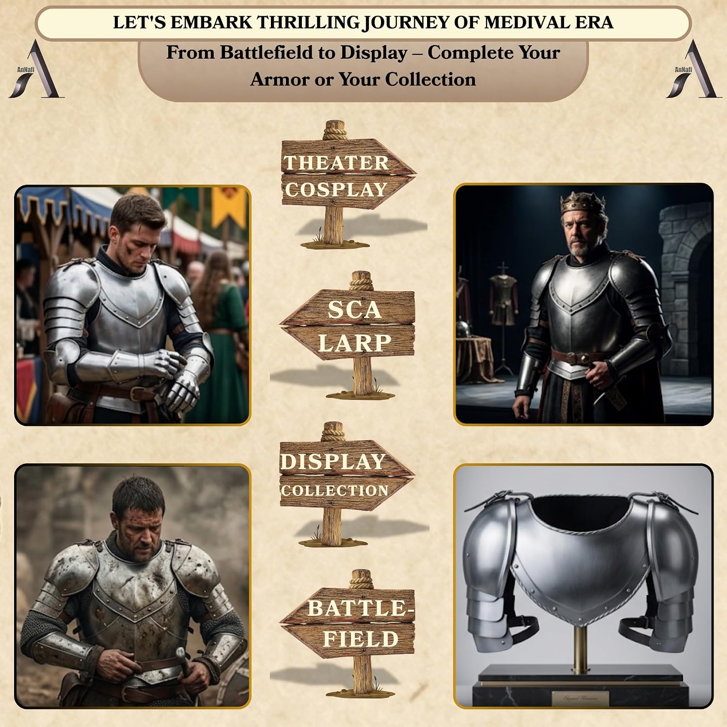 AnNafi® Shoulder Pauldron Medieval Iron Gorget Spaulders Shoulder Armor Set, Viking Pauldrons Warrior Medieval Armor Mens ren faire outfit SCA LARP Knight Shoulder Armor Guard Dark Souls Cosplay majik