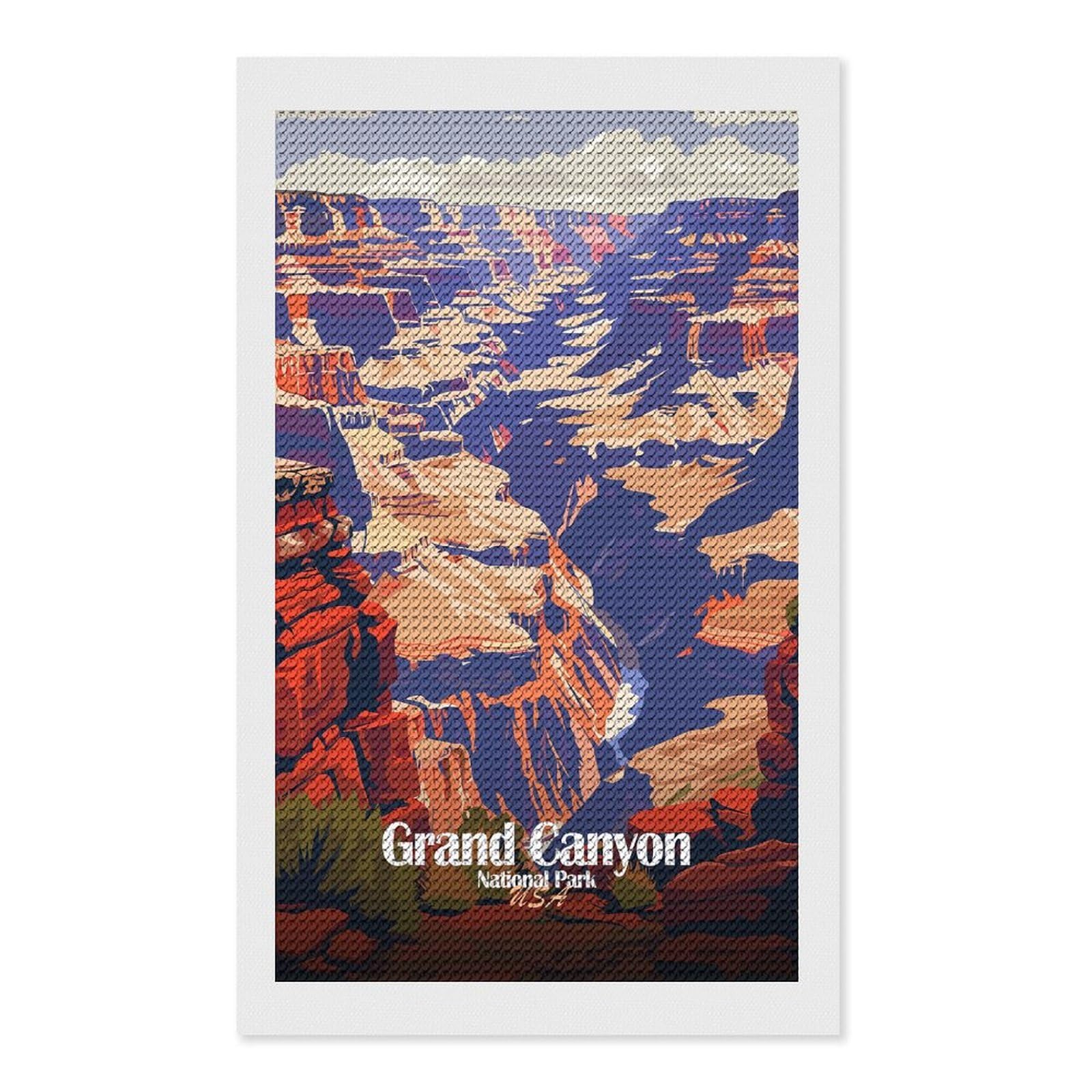 Junmoney Grand Canyon National Park Illustration(2) Diamond Art Canvas 12"x20", Decorate Your Room, Mindful Craft Activity, Cosy Home Accent, Thoughtful Handmade Gift