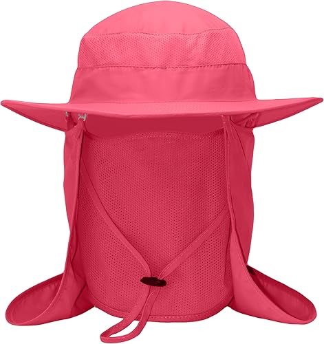 Miniatura 6 de Sombrero bonnie de pesca para hombres y mujeres, protección UV, gorra ligera, ala ancha, solapa para el cuello y cubierta facial, resistente al
