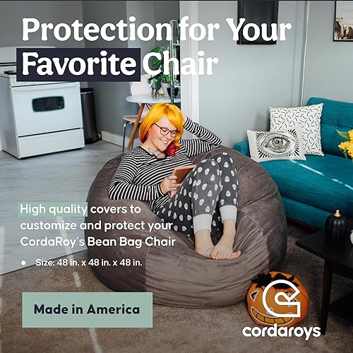 Miniatura 9 de CordaRoy's Funda de felpilla para puf (el puf se vende por separado), funda para puf convertible, lavable a máquina, para sótano, sala de estar,