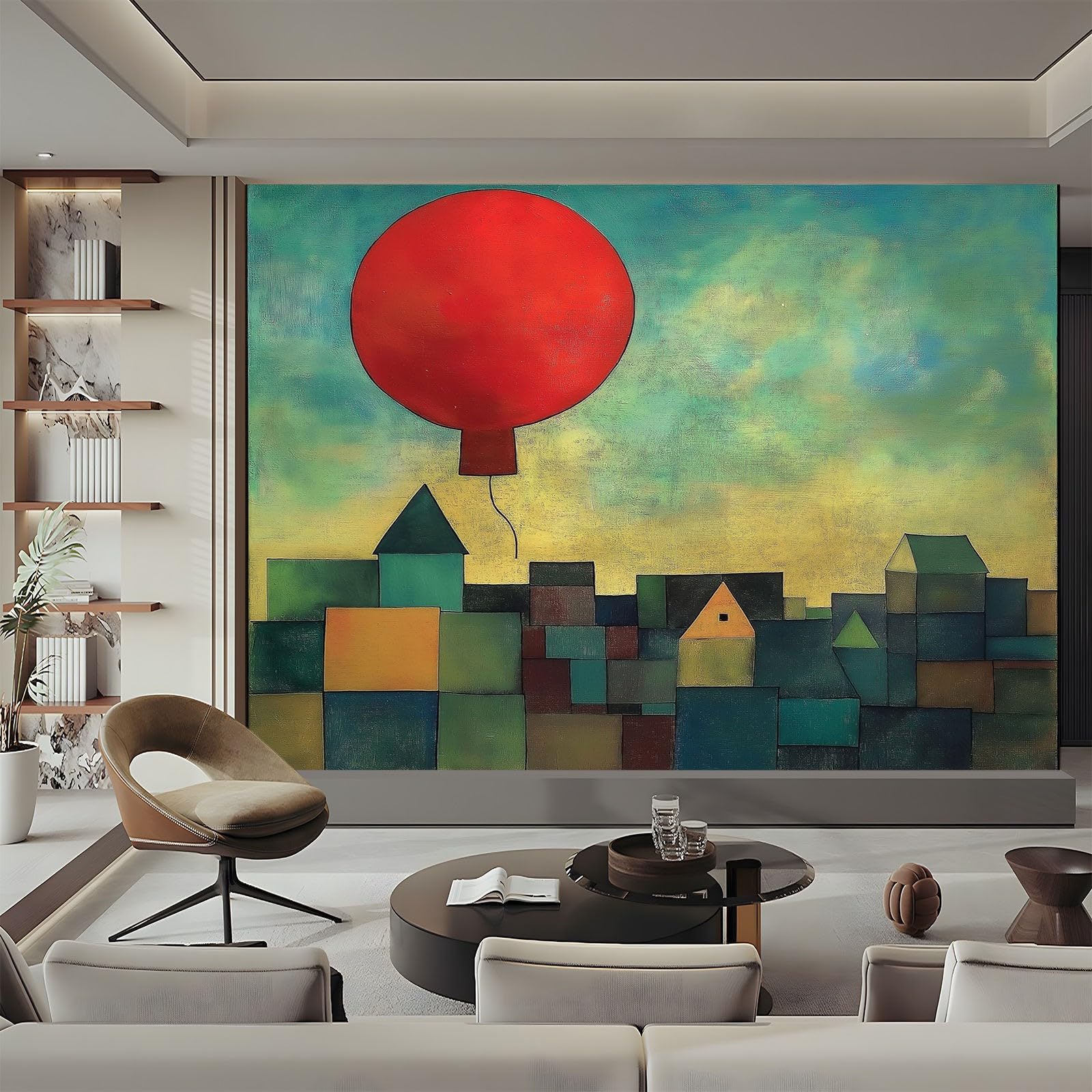 Tapeta Abstrakcyjna Balony Architektura Czerwony Zielony 250X175Cm(Wxh) Fototapety 3D Tapety Tapety Włóknina Dekoracja ścienna Nowoczesne Fototapety