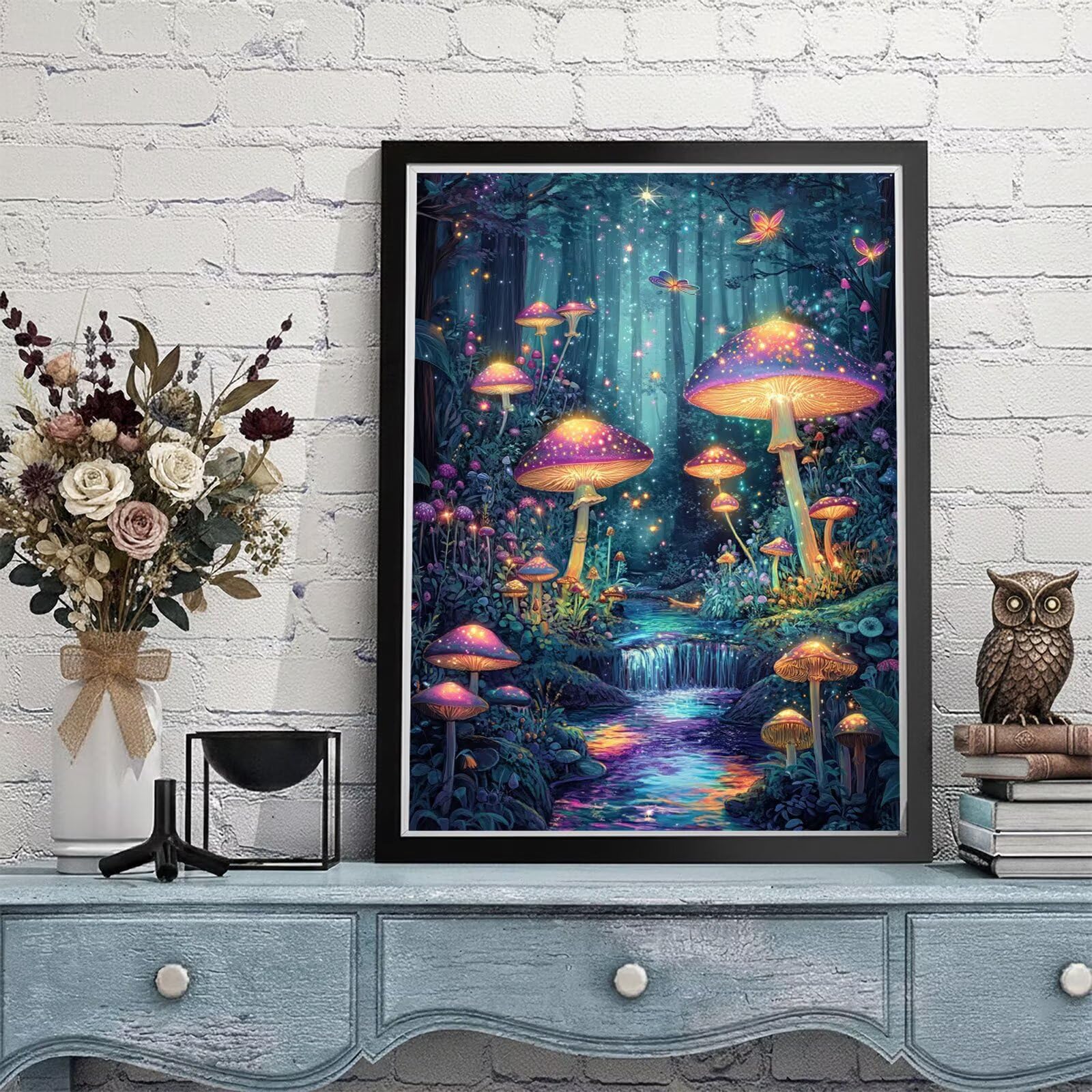Dipingere con i Numeri Adulti Fantasia Dipingere con i Numeri Fungo Paint by Numbers Hobby Creativi Adulti Fai Da Te Tela di Pittura a Olio Kit, Decorazioni Donna Regalo 60x80cm Senza Cornice Y3-835