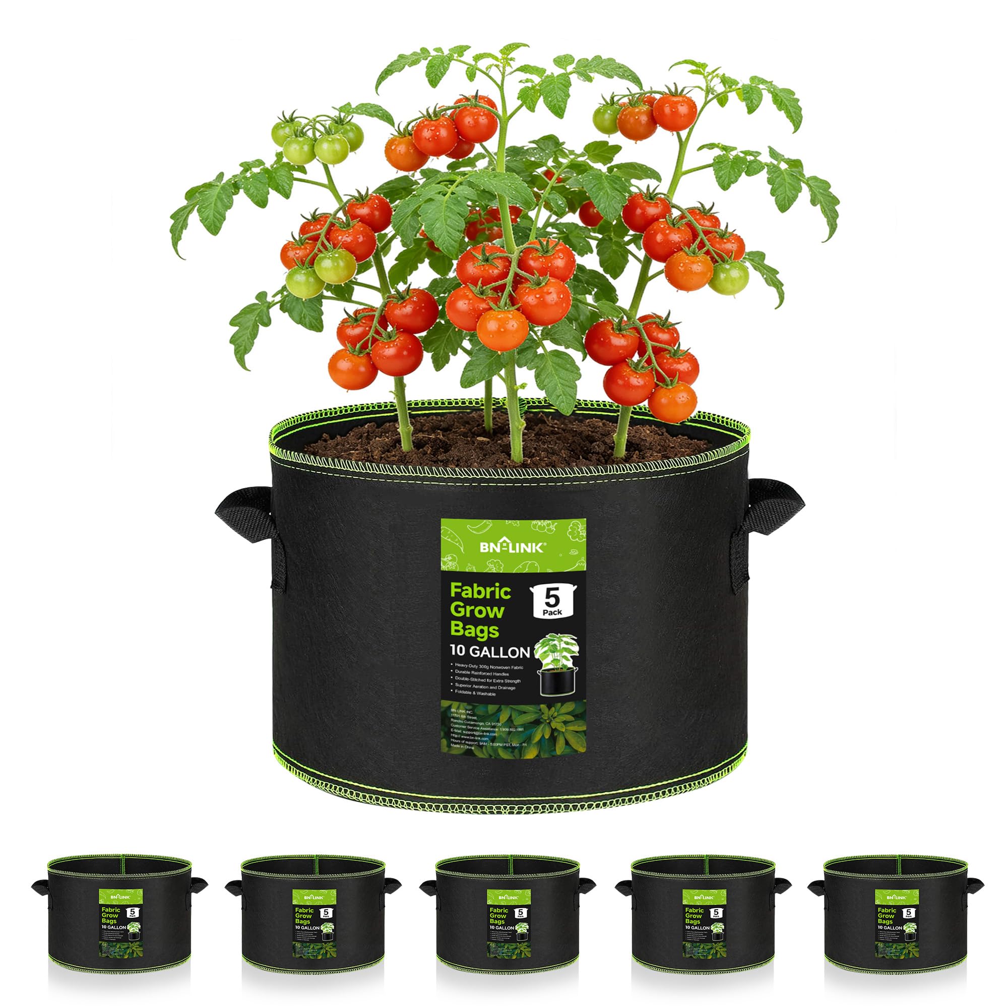 BN-LINK 5-Pack 10 Gallon Grow Bags