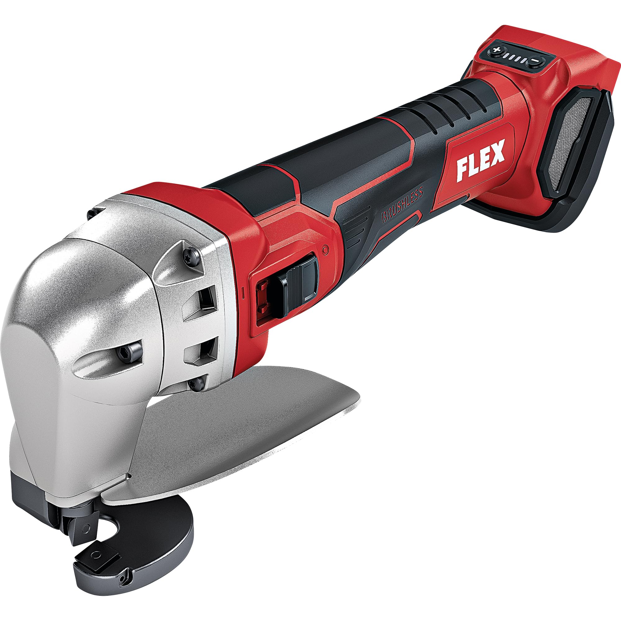 Flex Cisaille à métaux sans fil (pour couper des rayons étroits, 18 V, sans batterie, grand protège-mains, ciseaux, avec indicateur de capacité) 531583