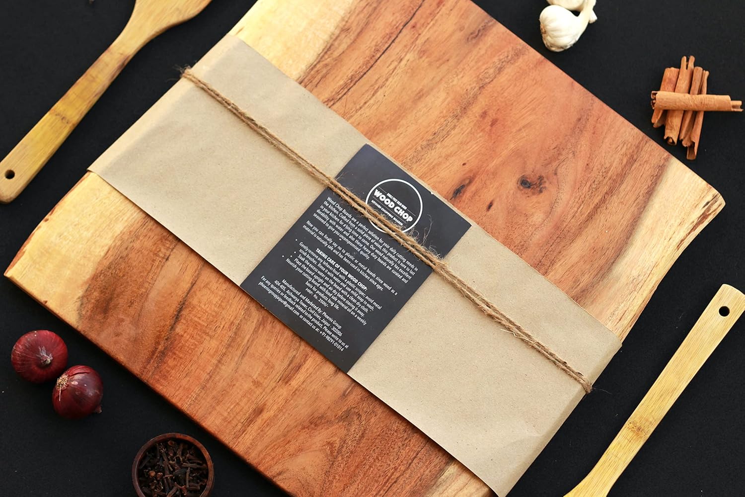 Wood Chop Live Edge Cutting & Chopping Board | Reversible Double-Sided | Natural Finish with Food-Grade Mineral Oil - 15 ×...