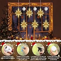 Vista 4 de 12 luces navideñas para ventana, luces de silueta de ventana con temporizador, ventosa, funciona con pilas, para Navidad, Año Nuevo, hogar