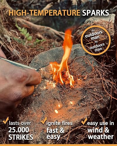 Miniatura 2 de Arrancador de fuego de 5 x 12 pulgadas, barra ferro con 6 superficies anchas de impacto, acero grueso para fuego de más de 25,000 golpes, acero al