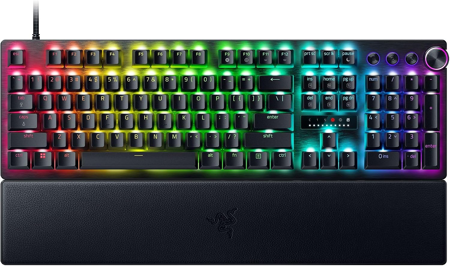 Huntsman V3 Pro Esports Gaming Keyboard, Black | Analog Optical Switches, Snap Tap, Rapid Trigger, Adjustable Actuation, Media Keys & Dial, Doubleshot PBT Keycaps, Wrist Rest