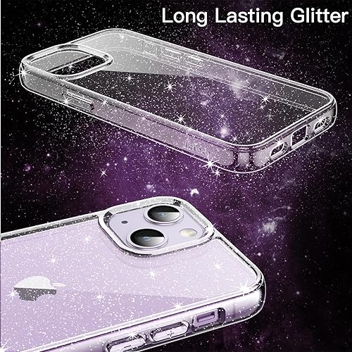 Miniatura 3 de JETech Funda con purpurina para iPhone 14 de 6.1 pulgadas, a prueba de golpes, bonita y brillante para mujeres y niñas (transparente)
