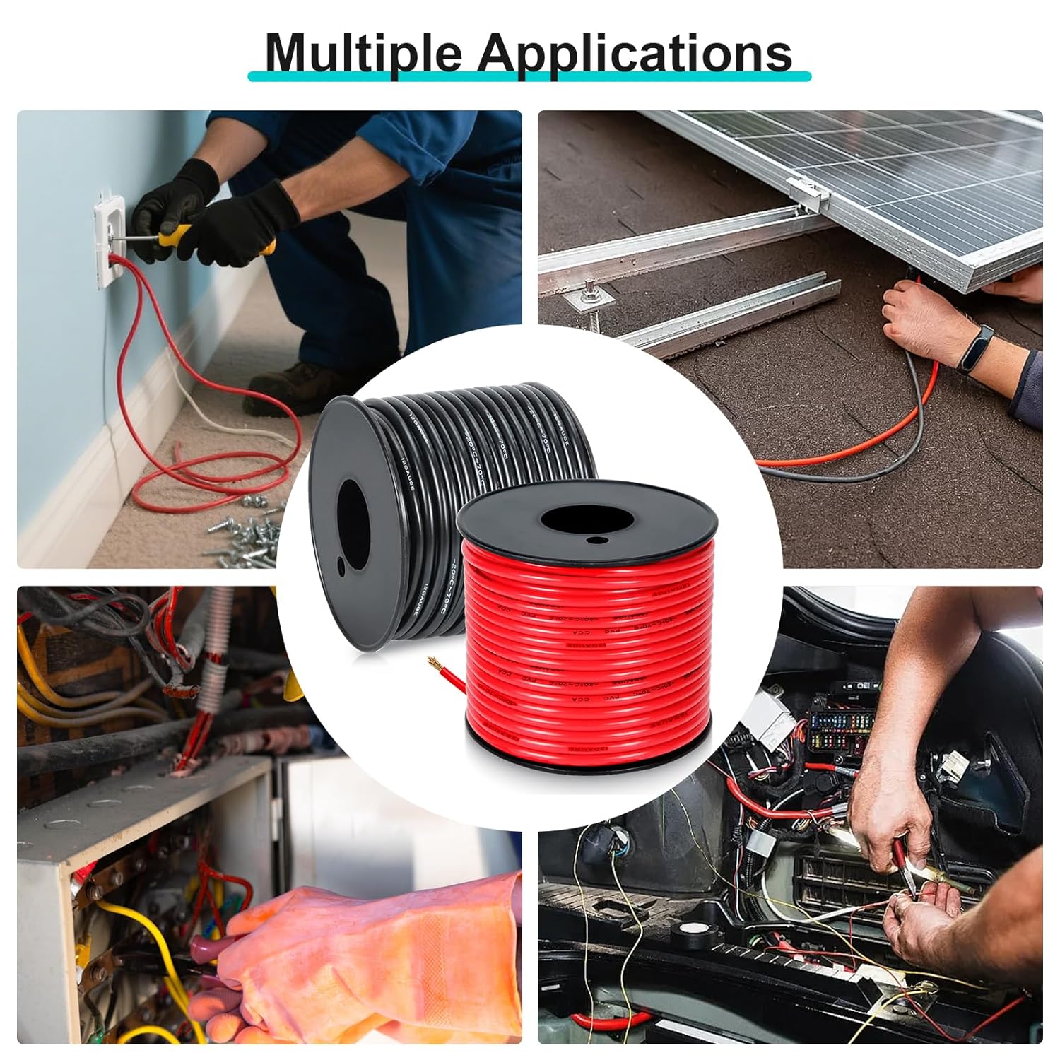 12 Gauge Electrical Wire, Red/Black Each 150FT, Flexible Low Voltage PVC Copper Clad Aluminum Extension Cord for DIY Projects,Car Speaker Wire, LED Wire, Residential Wiring 12V/24V DC