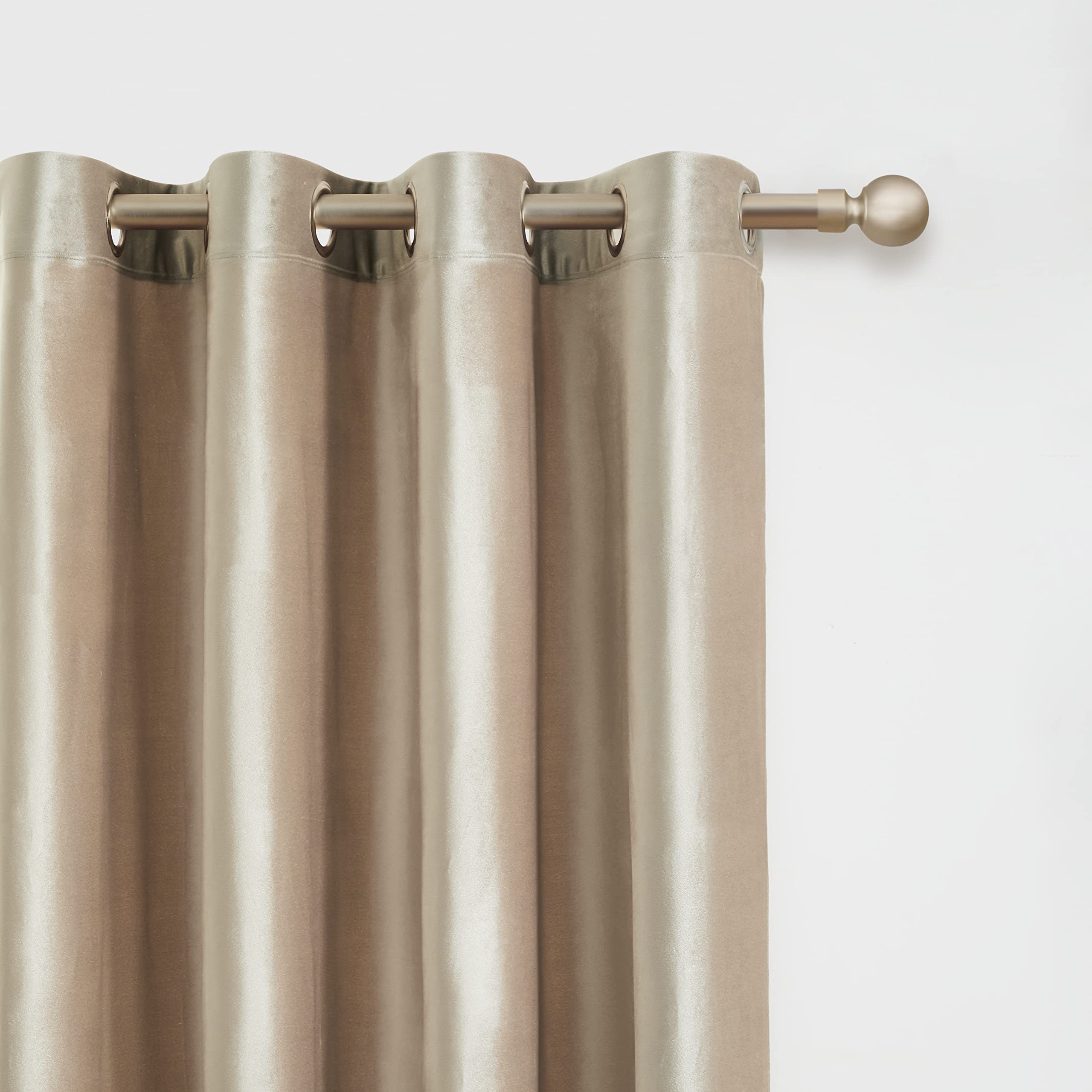 BULBUL Champagne Velvet Curtains 84 Inch Length, 2 Panels Blackout Window Drapes for Living Room and Bedroom - Image 2