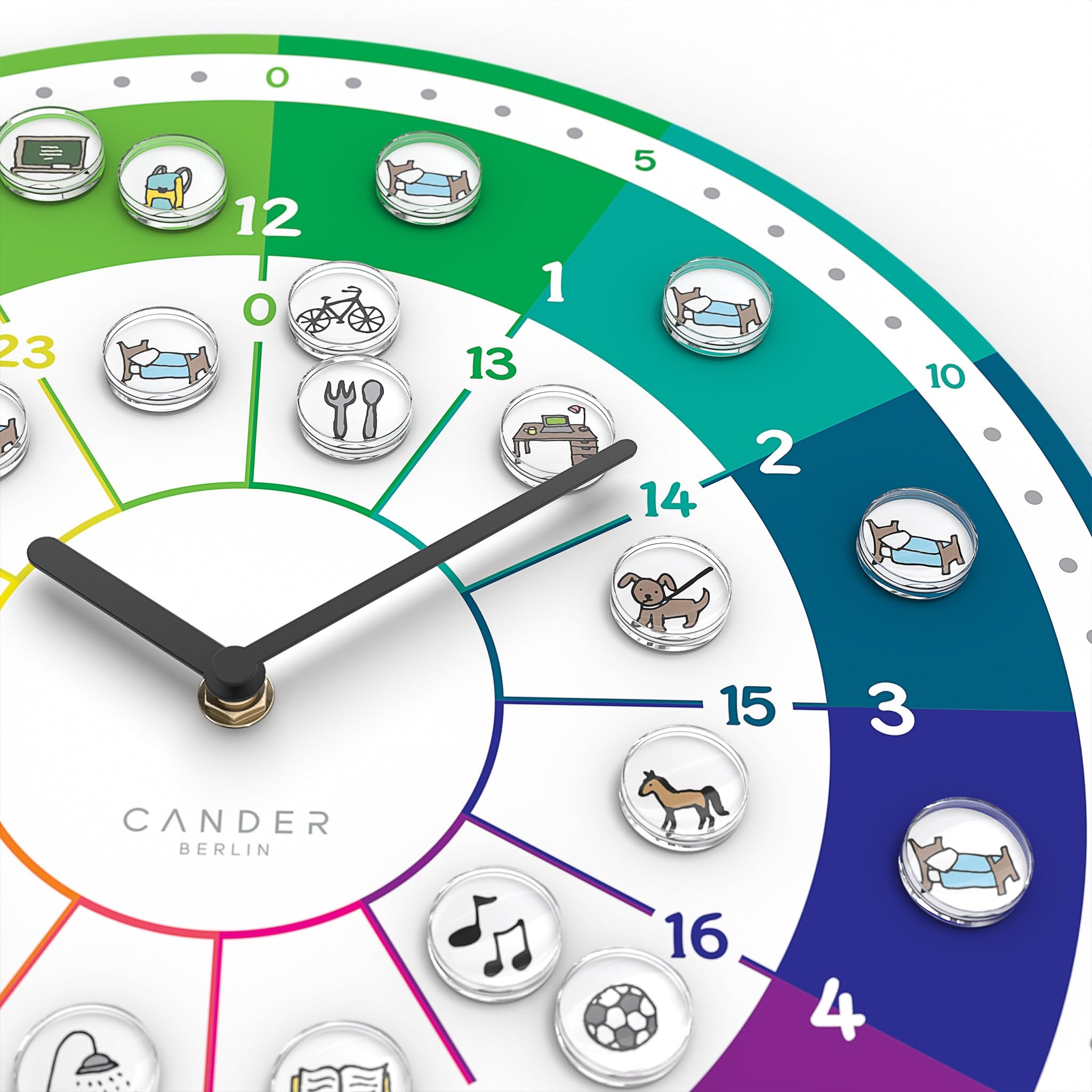 Cander Berlin MNU 11930 A Reloj de pared infantil silencioso con fotos magnéticas, 30 cm, para habitación infantil, analógico, sin ruido de tictac, para niñas y niños