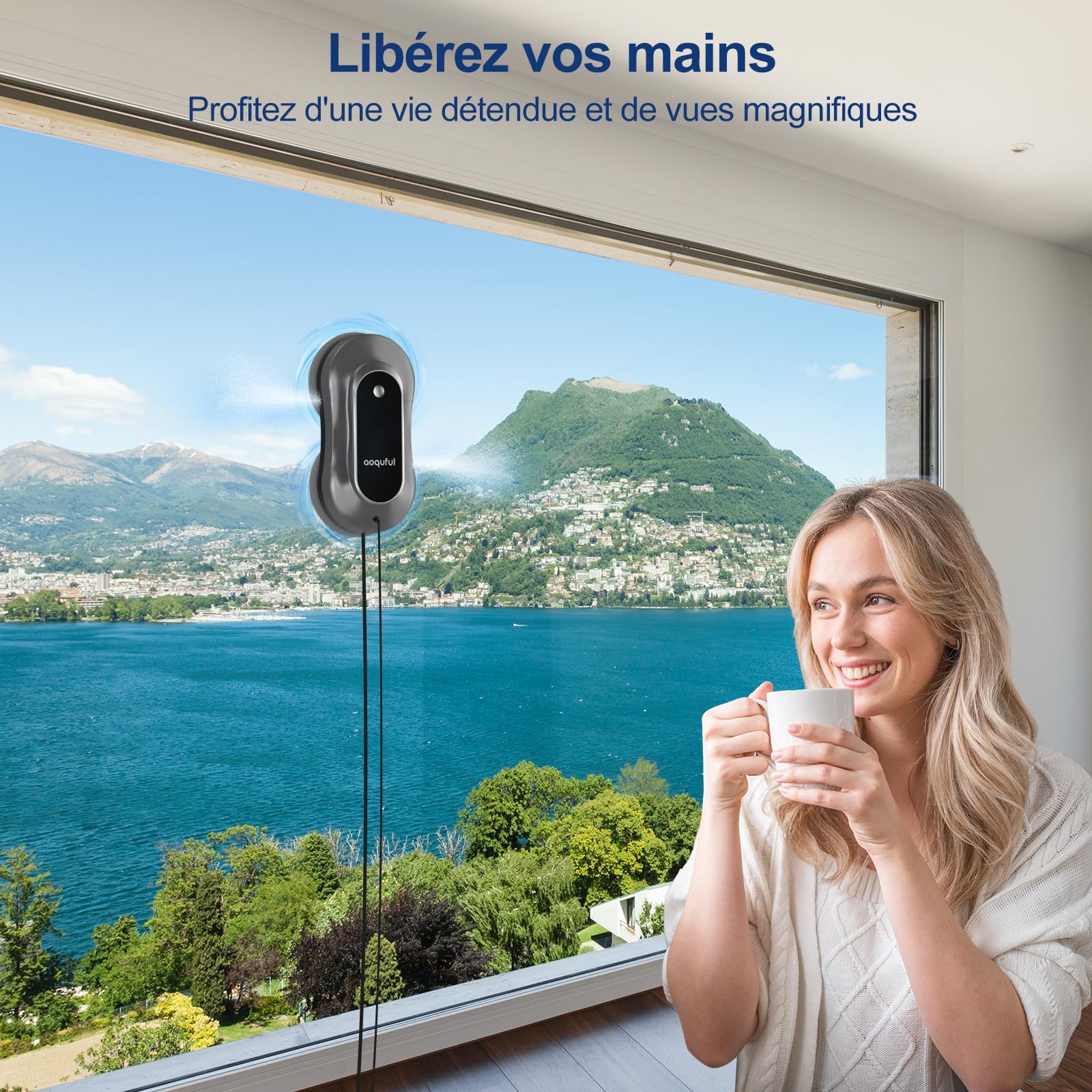 Robot Laveur de vitre IA Double pulvérisation avec Application