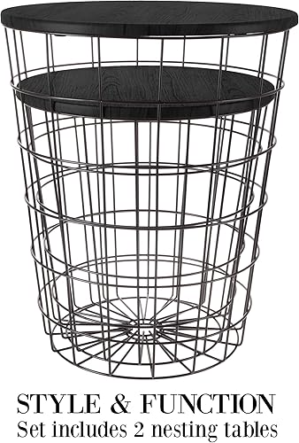 Miniatura 3 de Lavish Home - Mesas auxiliares apilables con almacenamiento