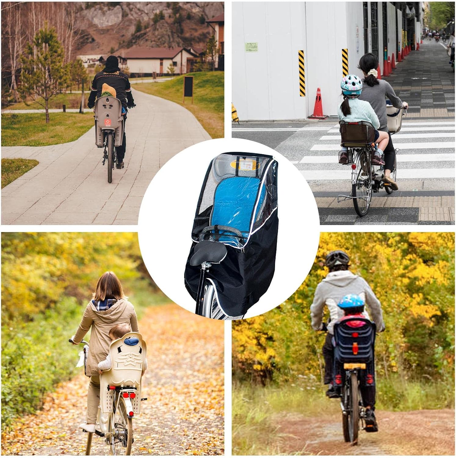 Bi-ke Child Seat Rain Cover Waterproof, Breathable B-icycle Kids Seat Rear Cover, Rain and Wind Cover for B-icycle Child Seat, Bi-ke Child Seat Protector Rain Cover with Transparent Window and Zipper