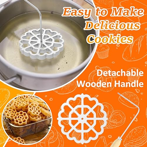 Miniatura 4 de Molde para bunuelos con asa, kit para hacer pasteles de embudo, molde desmontable para hacer rosetas para galletas, molde de herramienta para