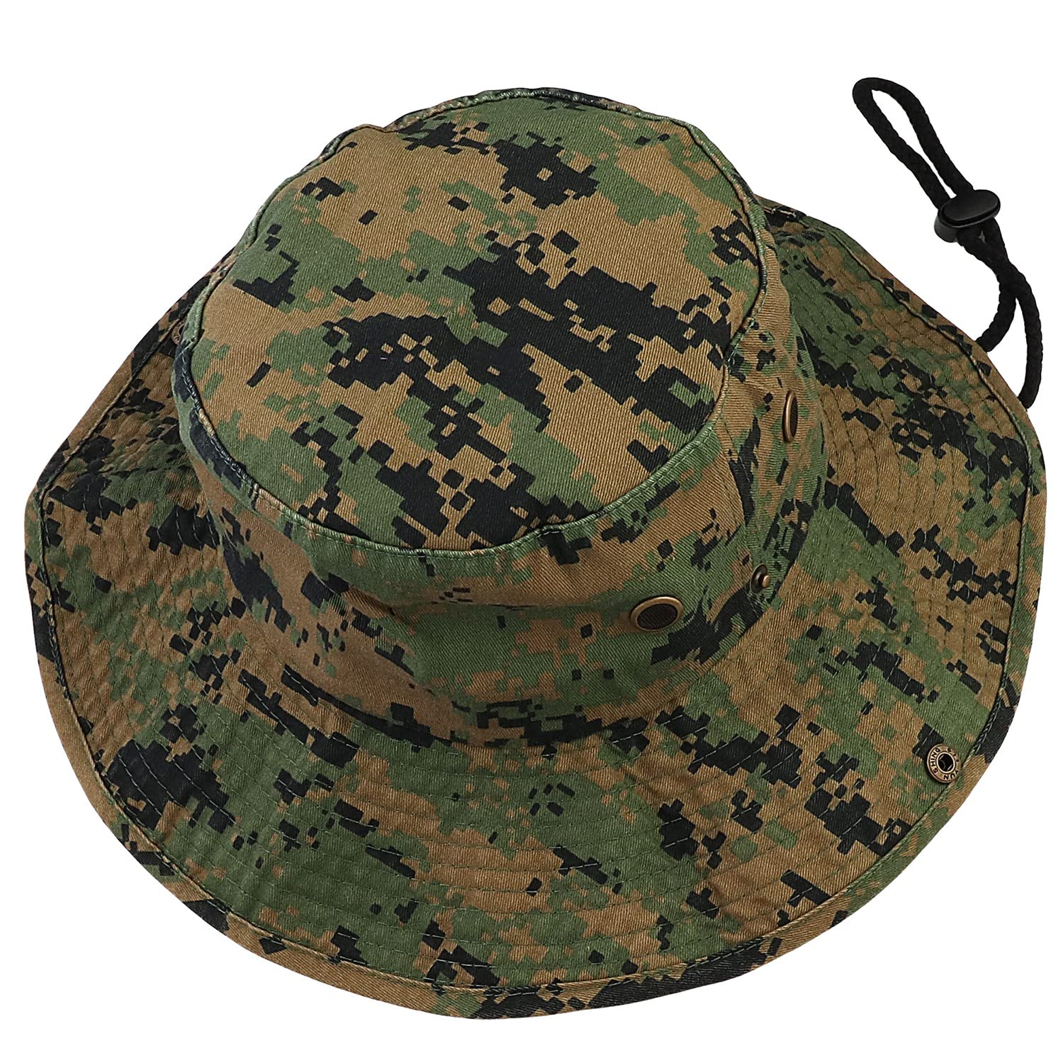 Sombrero de ala ancha para senderismo, pesca, safari, boonie, 100% algodón, protección solar UV para hombres y mujeres, actividades al aire libre, Verde Camo (Green Digital Camo), S/M