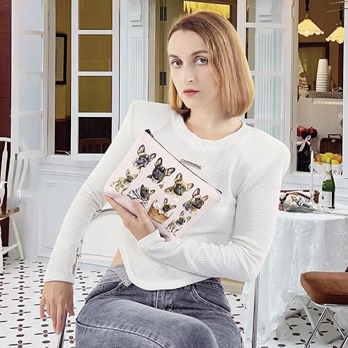 Miniatura 6 de LEVLO Bolsa de maquillaje cosmética Bulldog Francés Regalo Mamá Francés Bulldog Dueño Bolsa de viaje Bolsa de viaje Bulldog Merch, FRENCH BULLDOG,