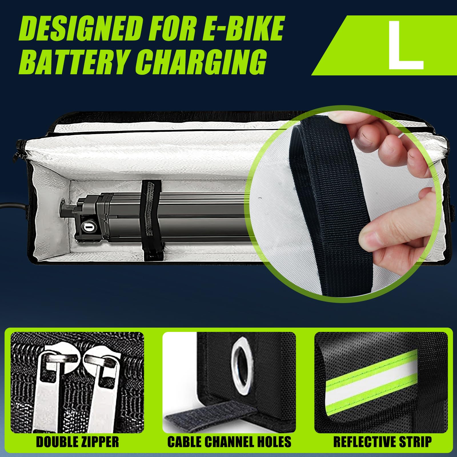 2 Stück Ebike Akkutasche, Feuerfeste Akkutasche bis 1800 °C, Ultrahochtemperaturbeständig Lipo-Sichere Tasche, Wasserdicht, Explosionsgeschützt, Feuerfeste Box für Lagerung, Transport, Laden