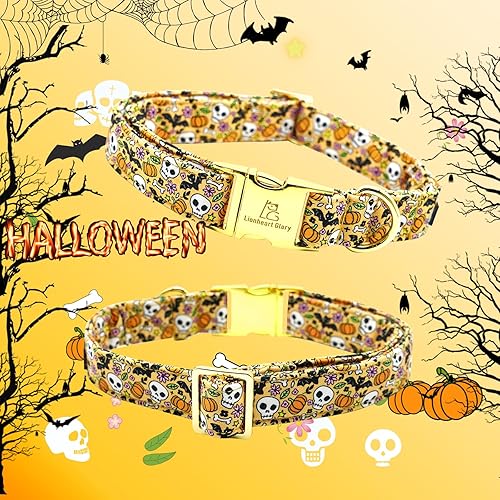 Miniatura 5 de Lionheart glory Collares de Halloween para perro, collar de otoño para perro, collar de calavera con moño, collar de perro para perros medianos,