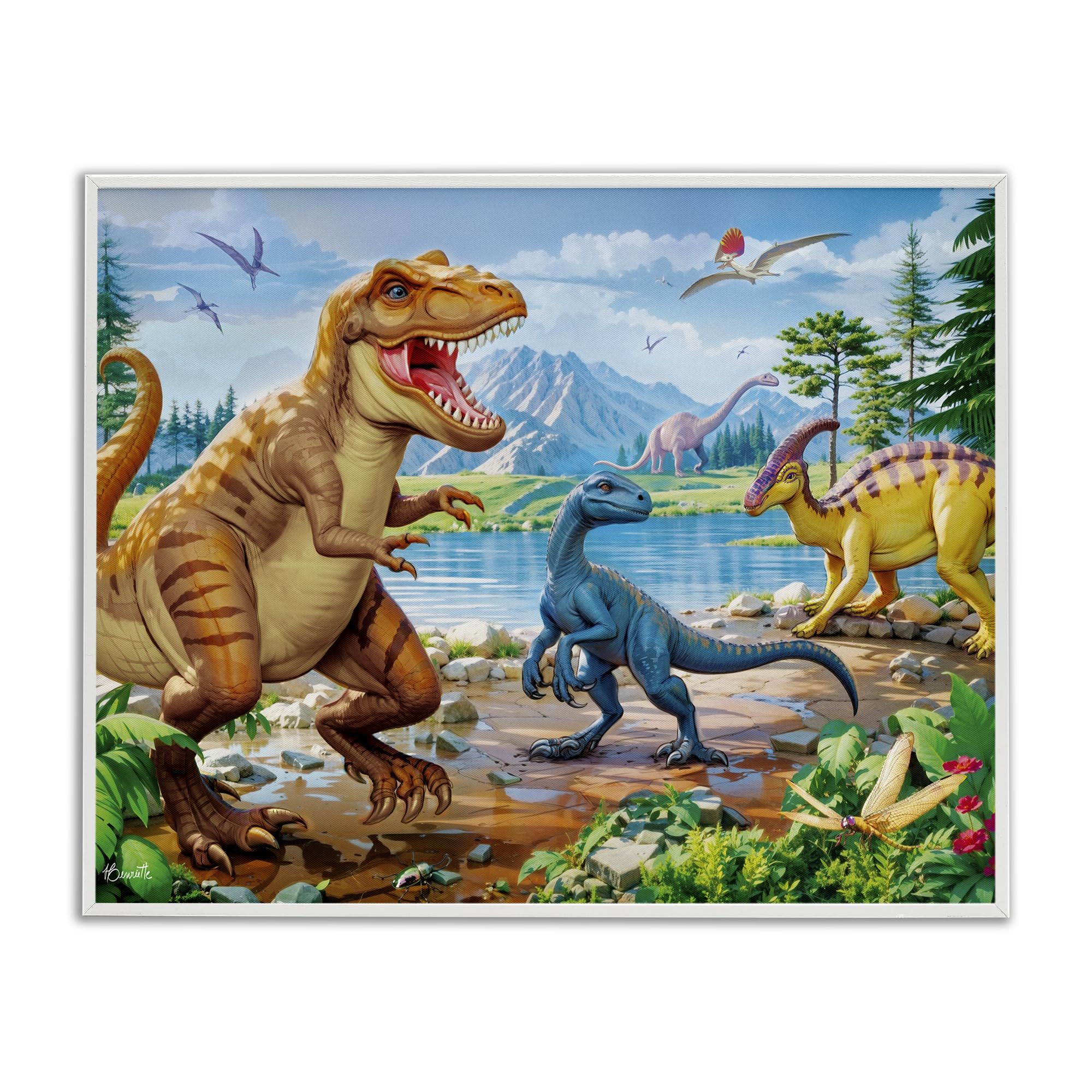 'Lush Jurassic Lakeside'| Framed Giclee Art