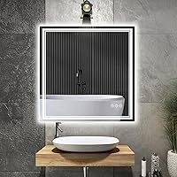 Vista 1 de Espejo de baño LED de 30x30 pulgadas con iluminación frontal y trasera (control independiente), espejo iluminado para pared de baño con 3