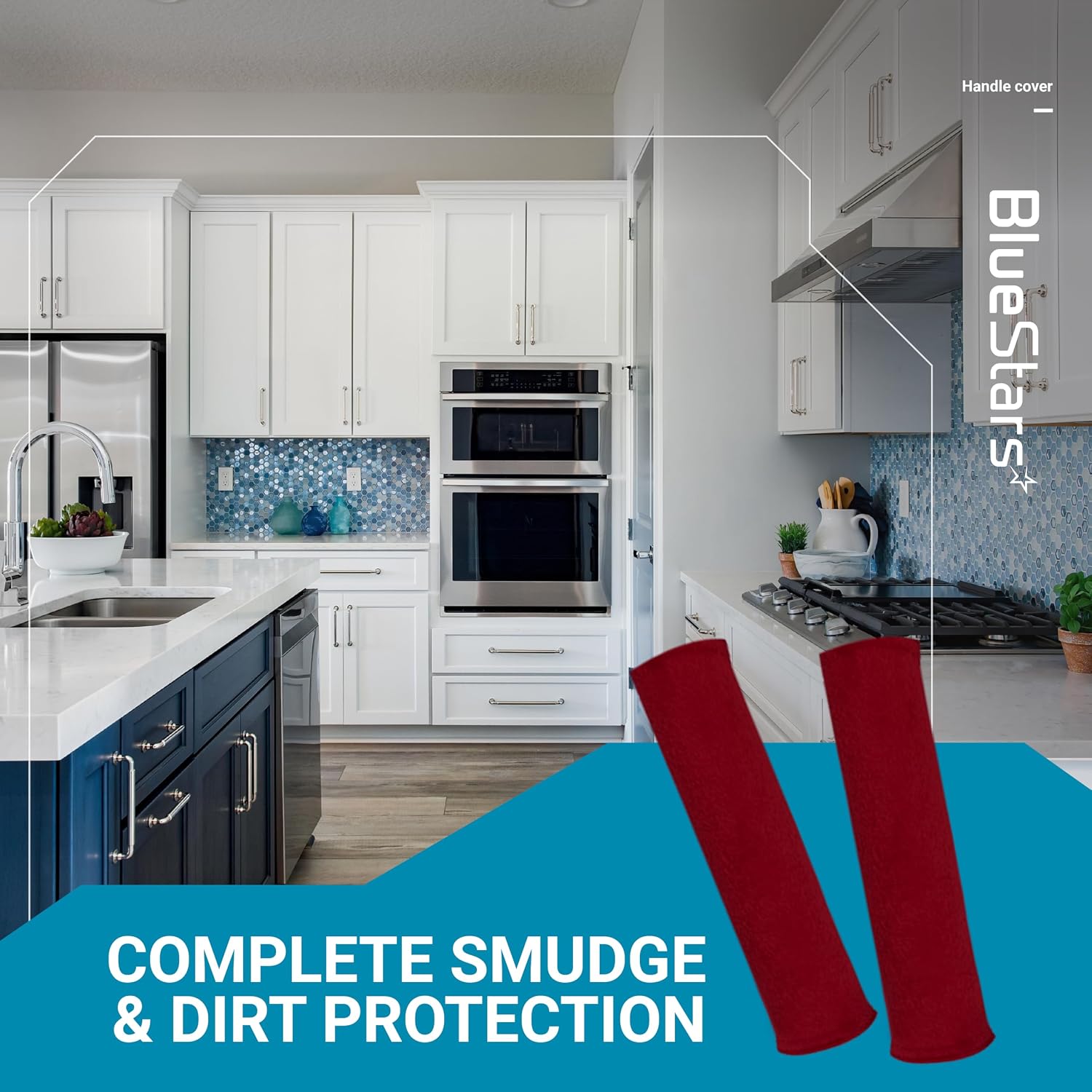 BlueStars Microwave Door Handle Covers, Set of 4, Keep Your Kitchen Appliances Clean from Smudges, Drips, Food Stains, Oil, Decor Protector for Ovens, Microwaves, Cabinets Pull (Red)