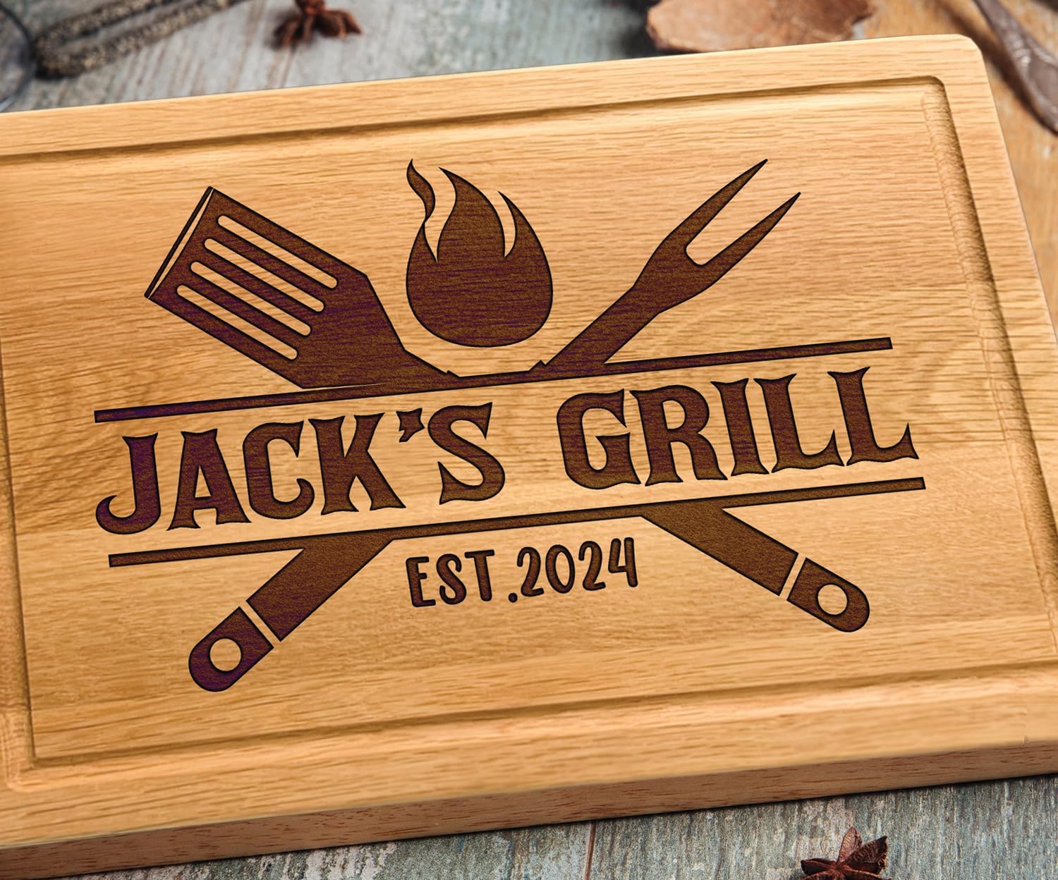 Personalized Grill Cutting Board, BBQ Grilling Gift For Men, Mens Christmas Gifts, Father’s Day or Birthday Gift for Men, Wood Engraved Gifts for Dad - Image 9