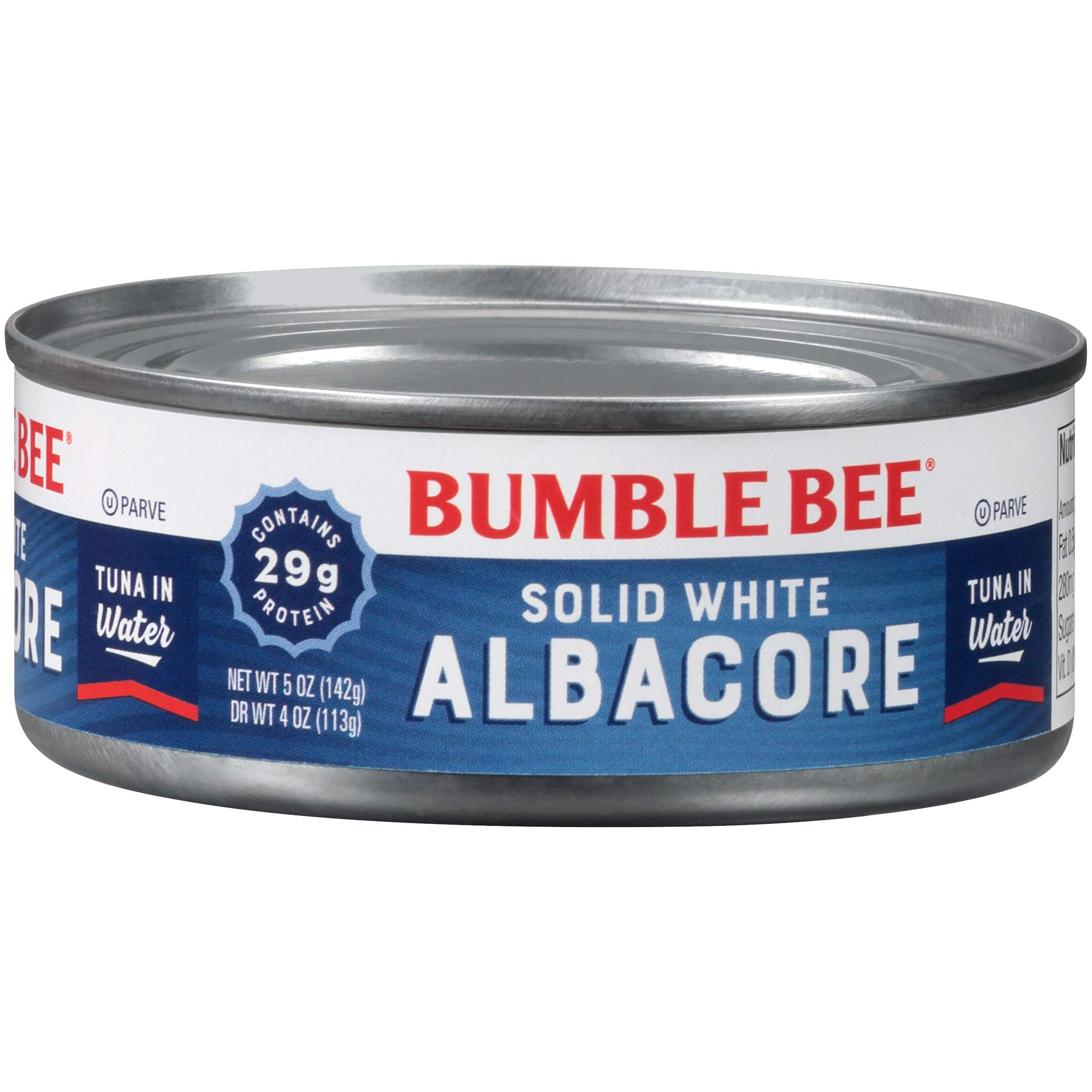 BUMBLE BEE Solid White Albacore Tuna Fish in Water, Canned Tuna Fish, High Protein Food, Wild