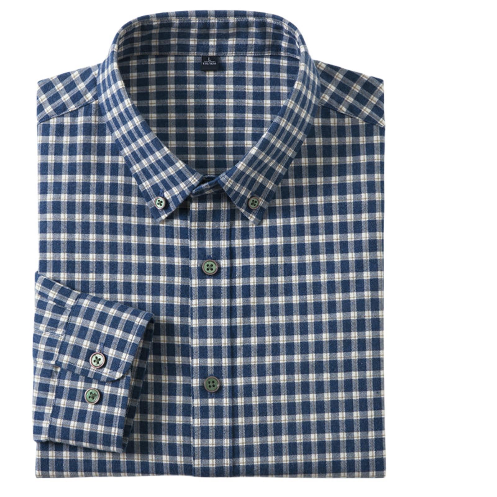 Herren Herbst Winter Baumwolle Flanell Langarm Kariertes Warmes Hemd