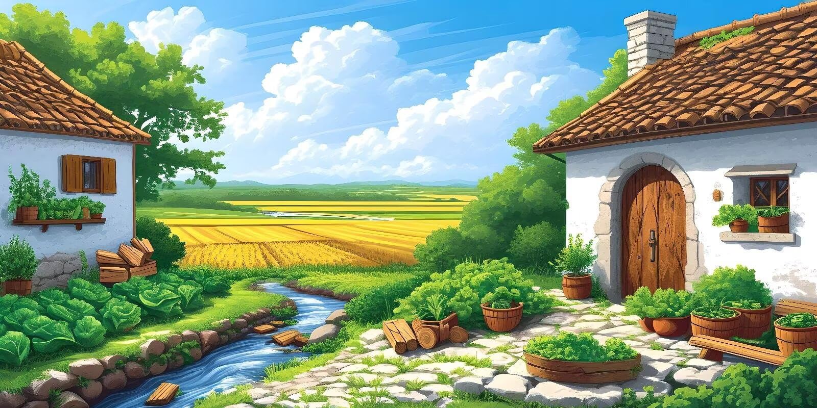 Malen Nach Zahlen Erwachsene Groß, Malen Nach Zahlen Fluss Haus, DIY Handgemalt Ölgemälde Kits Inklusive Pinsel und Acrylfarben, Knitterfreie Leinwand, Home Haus Wand Deko 90x180 cm (Rahmenlos) K-212