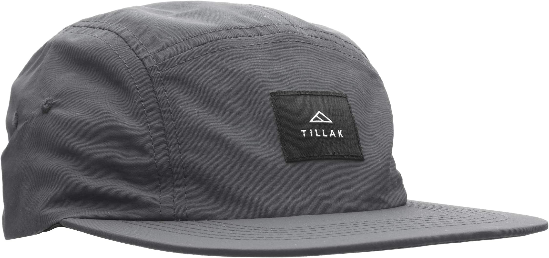 Tillak Wallowa Camp Hat, Lightweight Nylon 5 Panel Grey Cap with Snap Closure