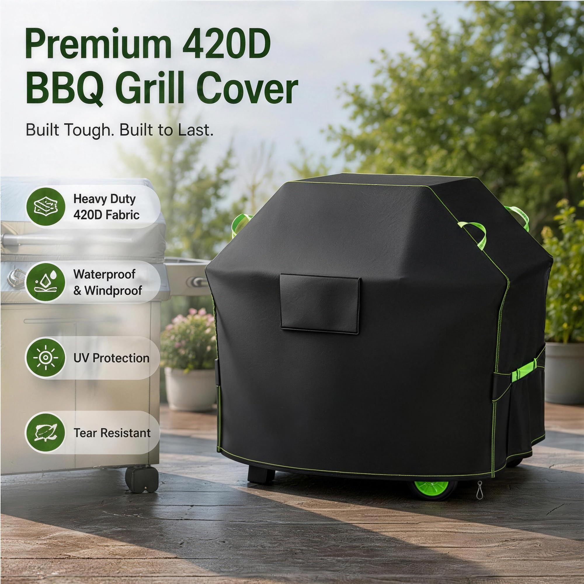 ZORQ Everdure Cube przenośny grill węglowy 2015-pr, pokrowiec na grilla na zewnątrz, wiatroszczelny pokrowiec ochronny do grilla z regulowanymi paskami, do grilla na zewnątrz, węgiel gazowy