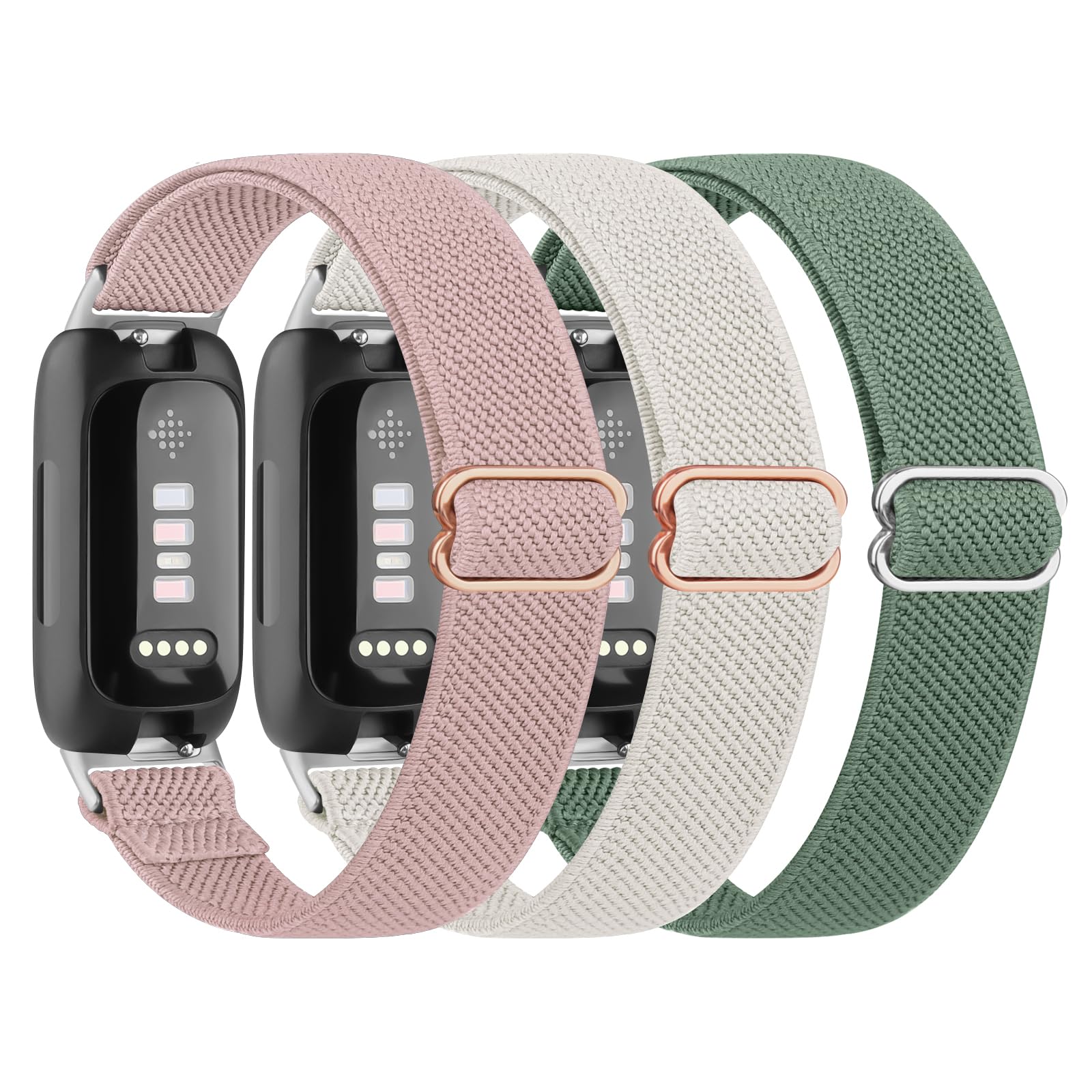 Meliya Elastic Strap for Fitbit Inspire 2 for Women Men, 3 Pack Breathable Nylon Stretchy Replacement Wristband for Fitbit Inspire