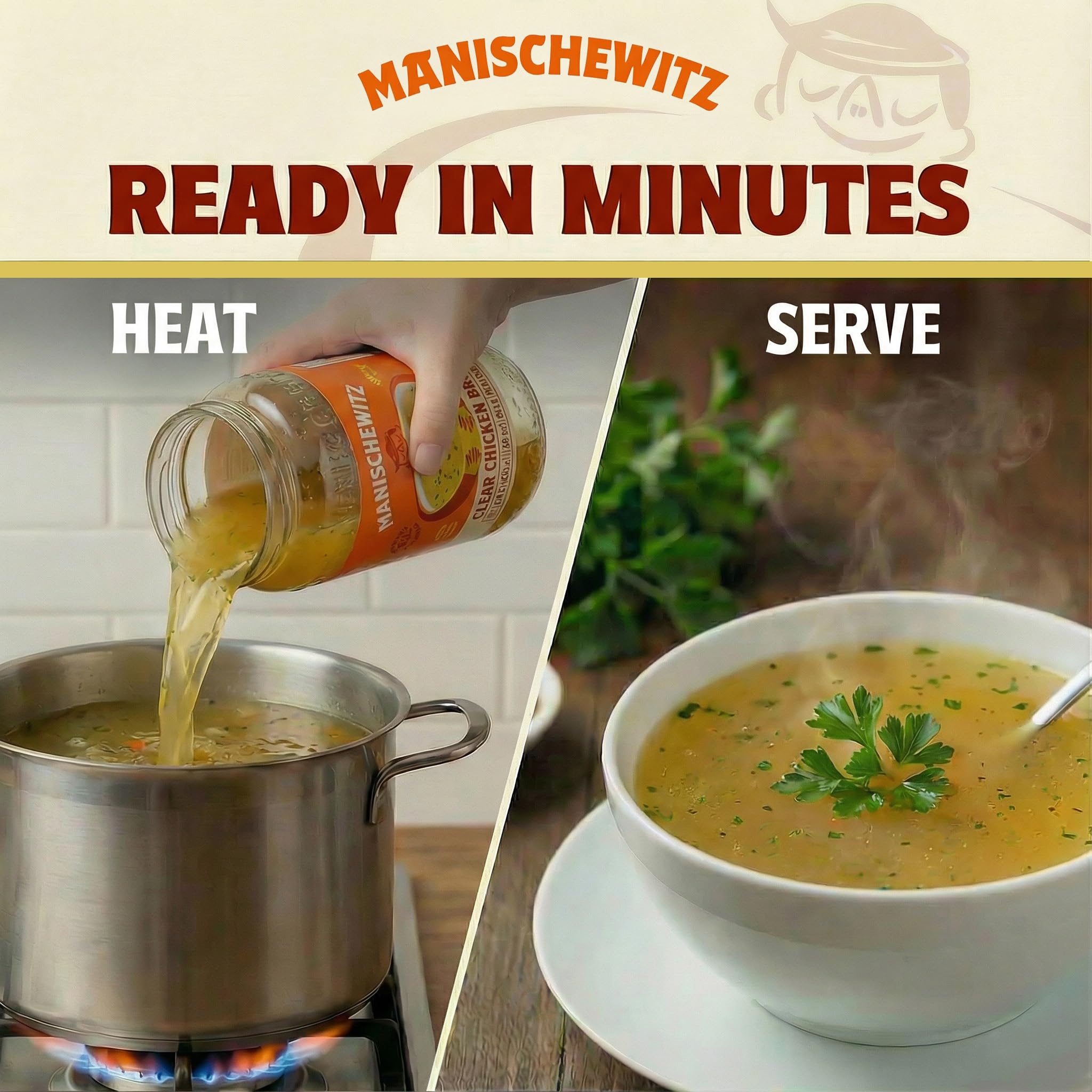 Manischewitz Clear Chicken Broth, 24 oz (2 Pack) | Authentic Homemade Taste Chicken Stock | NO Artificial Flavors, Preservatives | Premium Soup Base | Ready to Serve