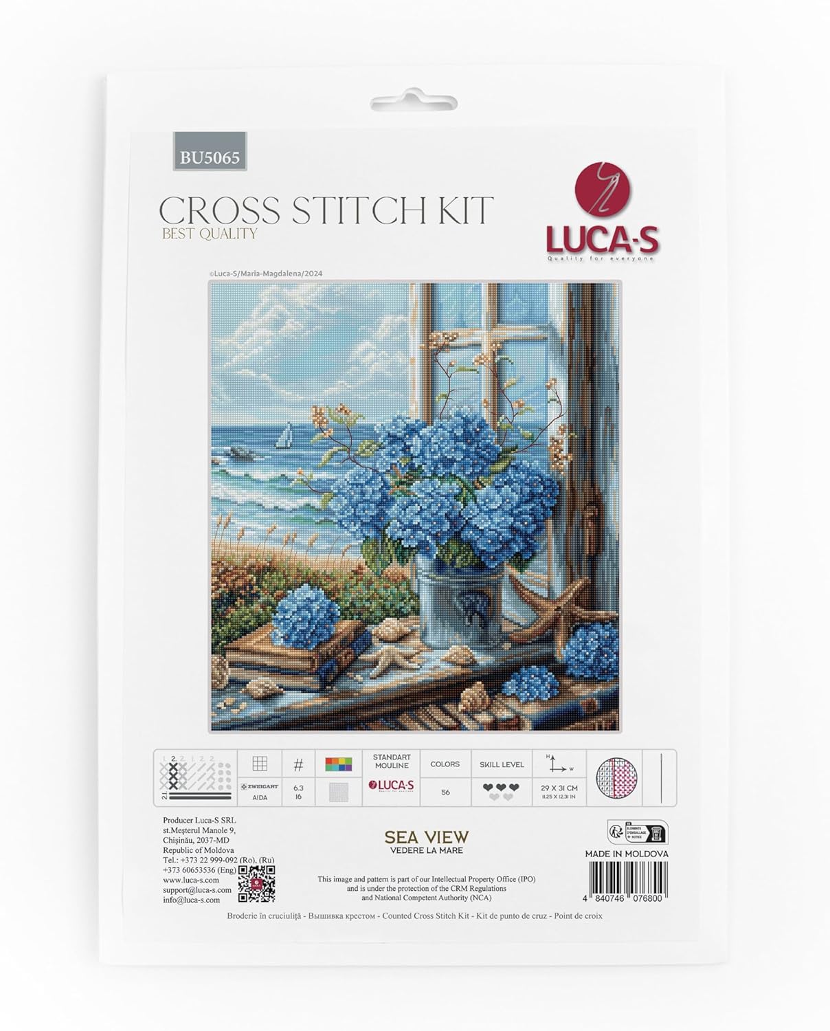 Luca-S Cross Stitch Kit, Counted Cross Stitch for Adults, Embroidery Kit Sea View, BU5065