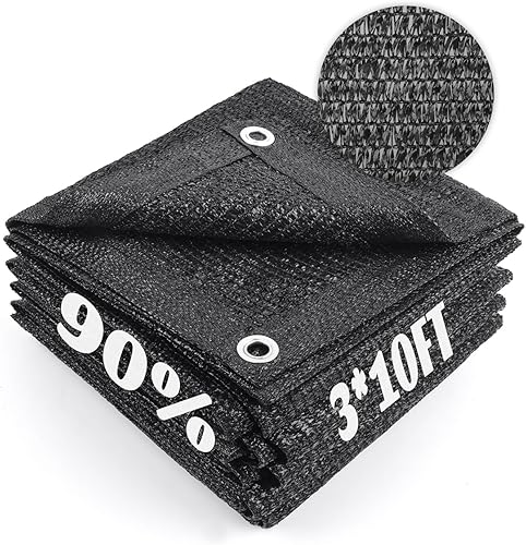 Miniatura 13 de Cool Area 55% Tela de Sombra Solar con Malla, Lona con Ojales para Cubierta de Plantas 2x5m, Toldo para Patio, Jardín, Pérgola, Invernadero, Negro