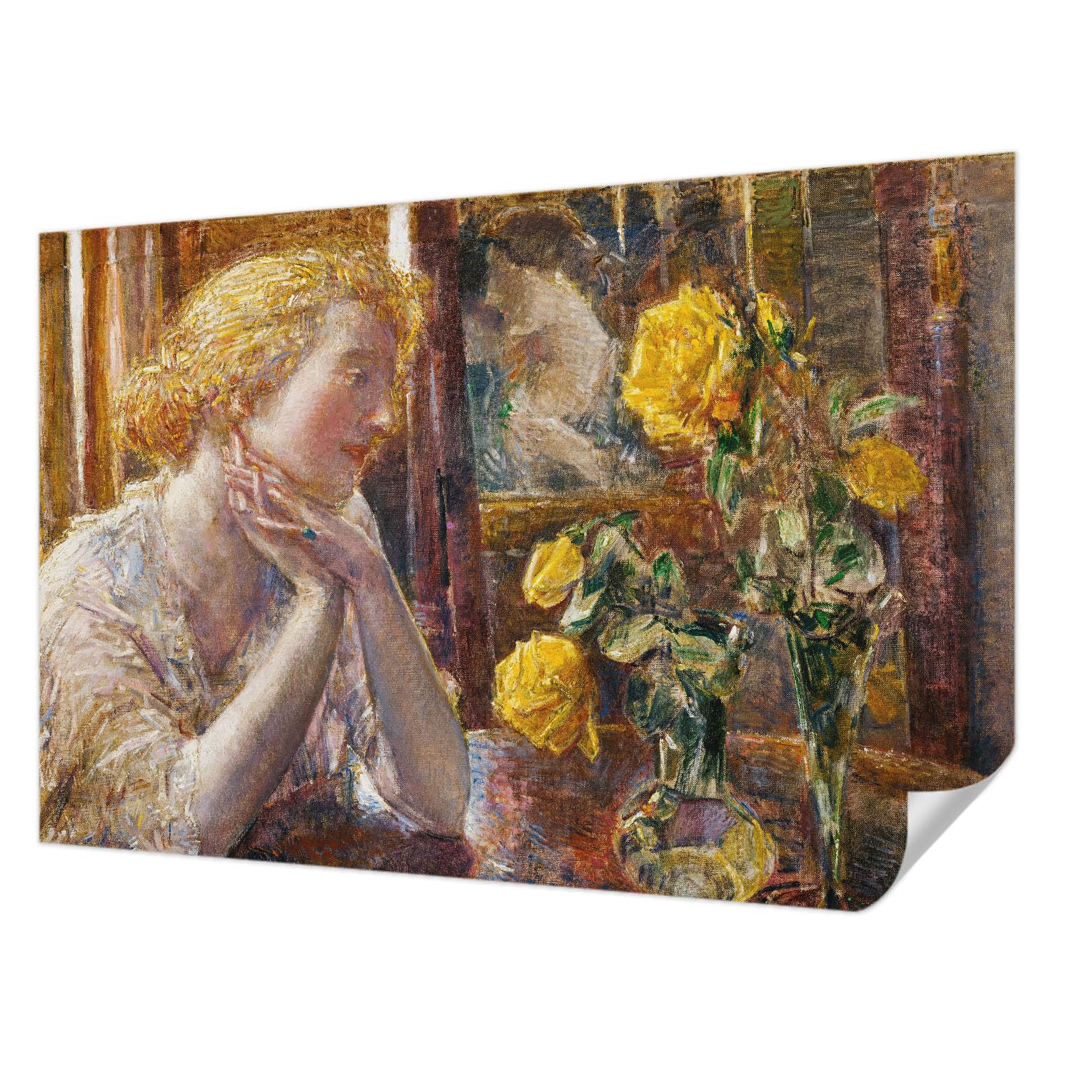 Papier peint adhésif 104x70 cm femme aux roses Tulup pour décoration de salon
