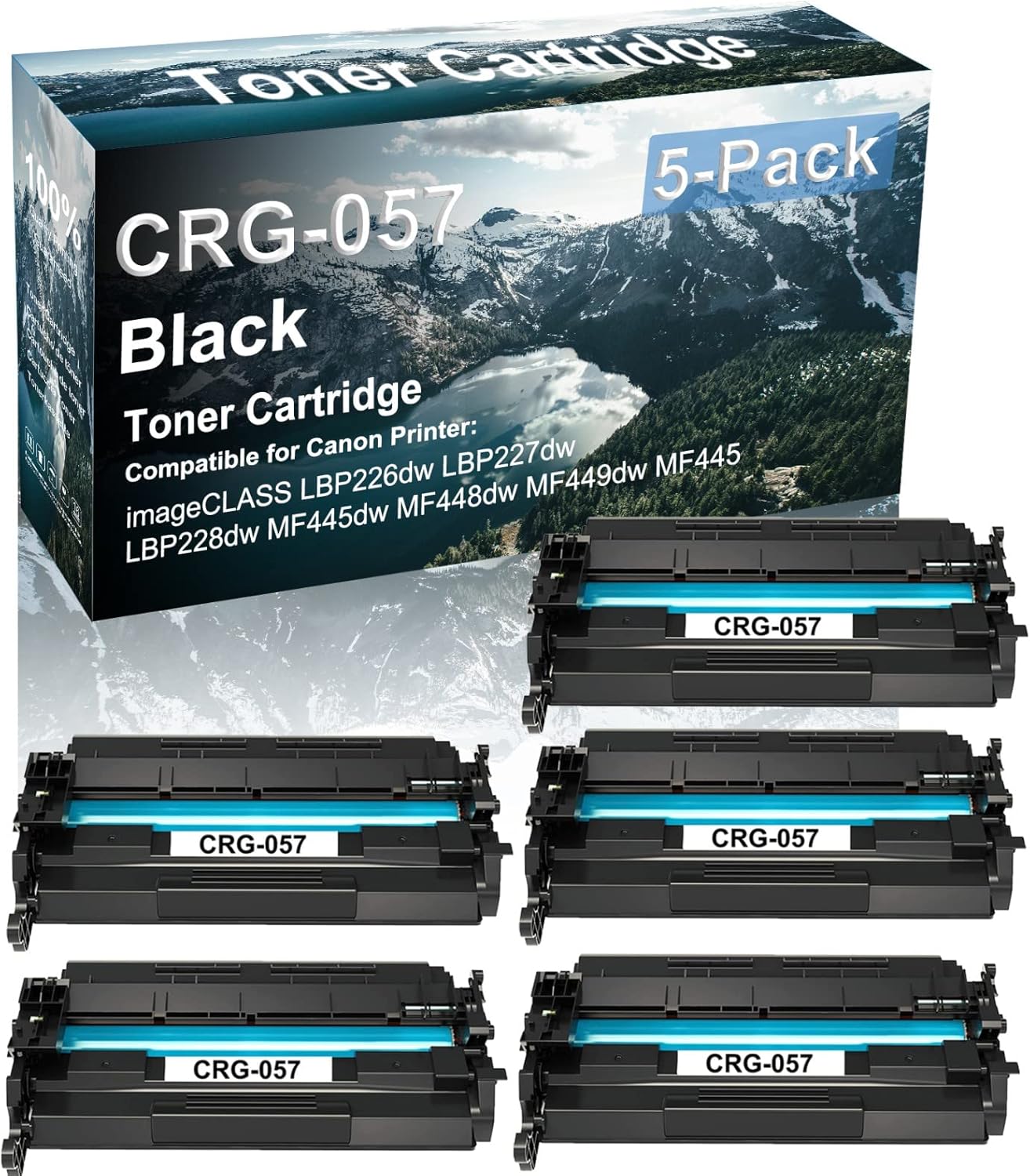 Paquete de 5 cartuchos de impresora láser compatibles (alto rendimiento) de repuesto para Canon CRG-057 cartucho de imagen para Canon Image Class