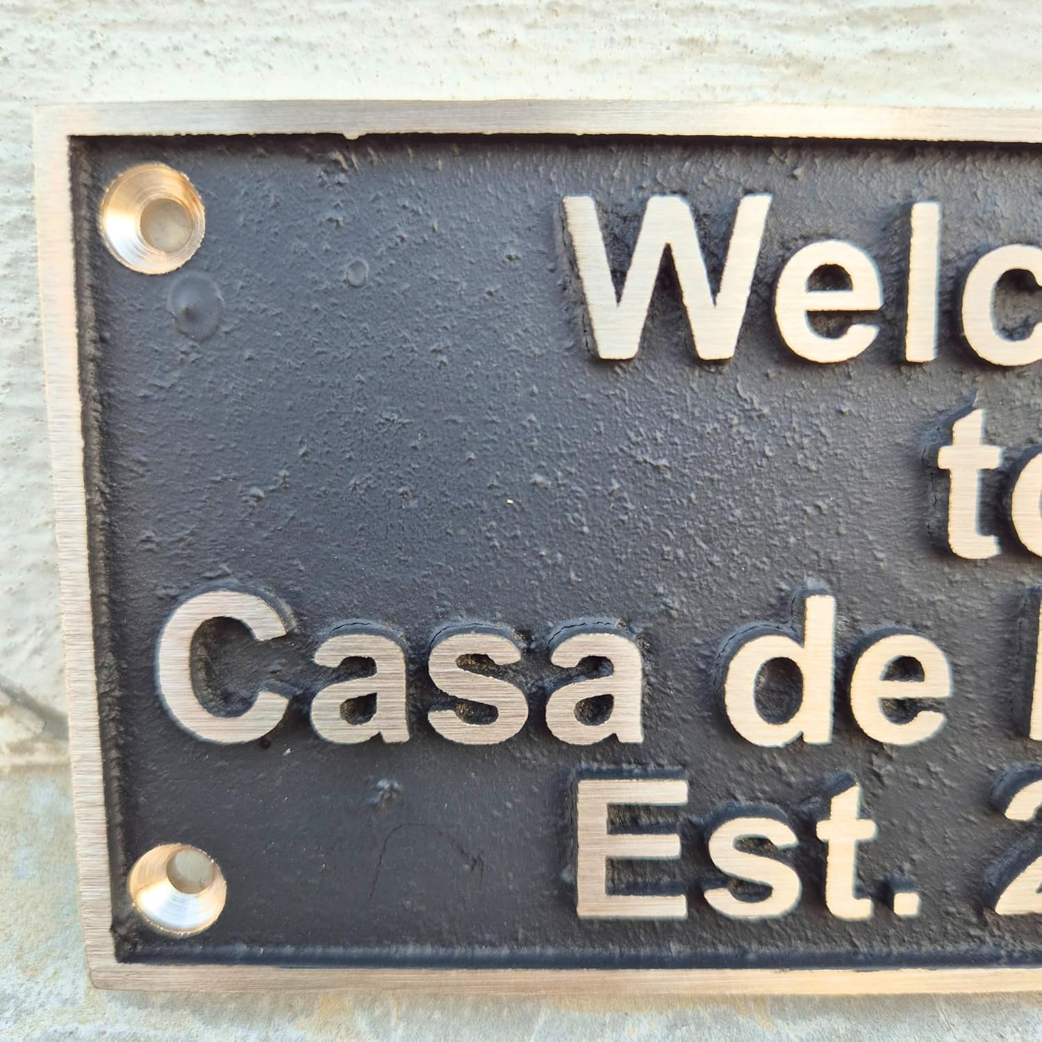 Custom House Welcome Plaque | Personalized Family Home Sign | Outdoor Address Name Plate | Modern Metal Wall Plaque